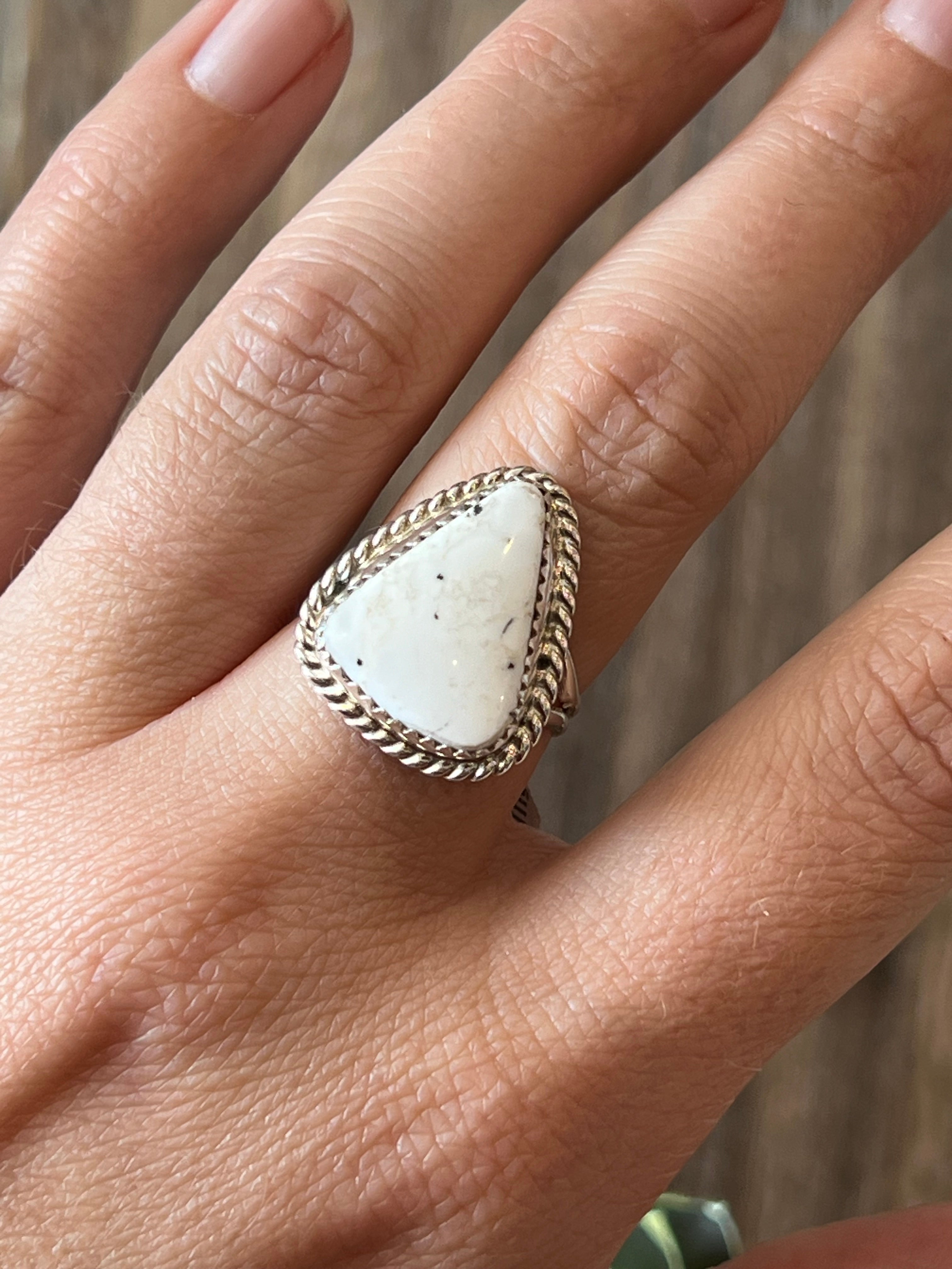 Snow White Buffalo Sterling Silver Ring