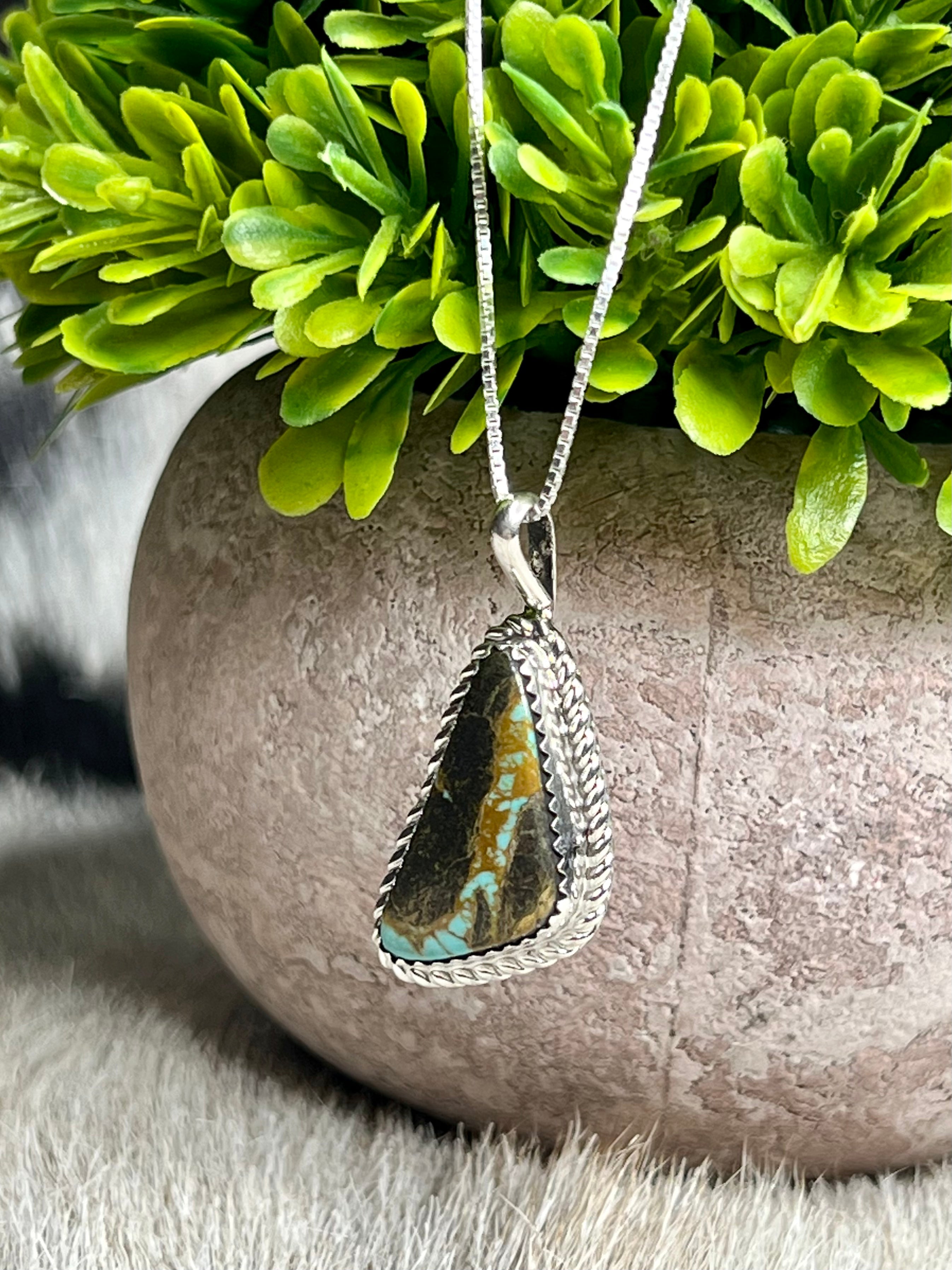 Blackjack Turquoise Love Triangle Sterling Silver Necklace
