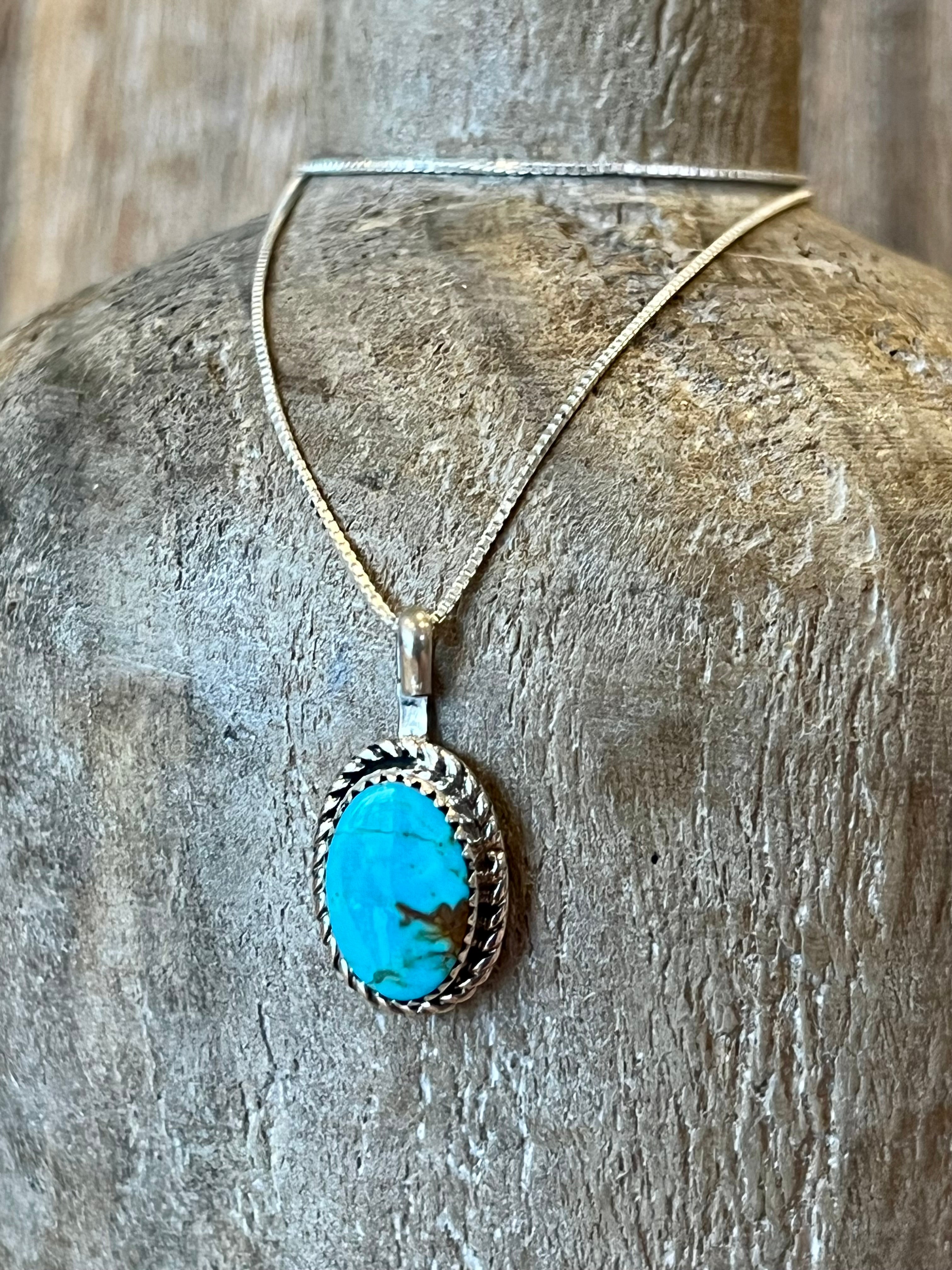 Oval Turquoise Sterling Silver Necklace