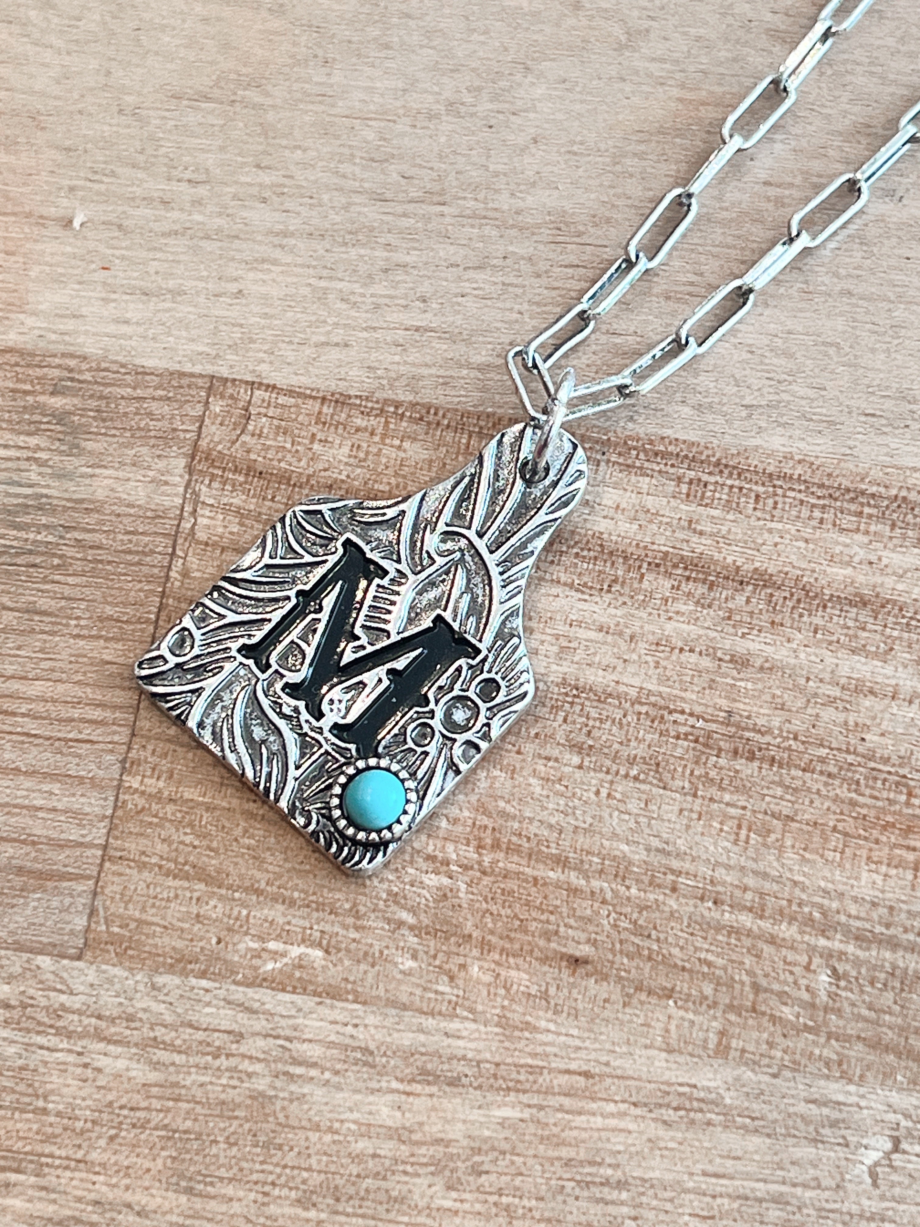 Cow Tag Initial Chain Necklace