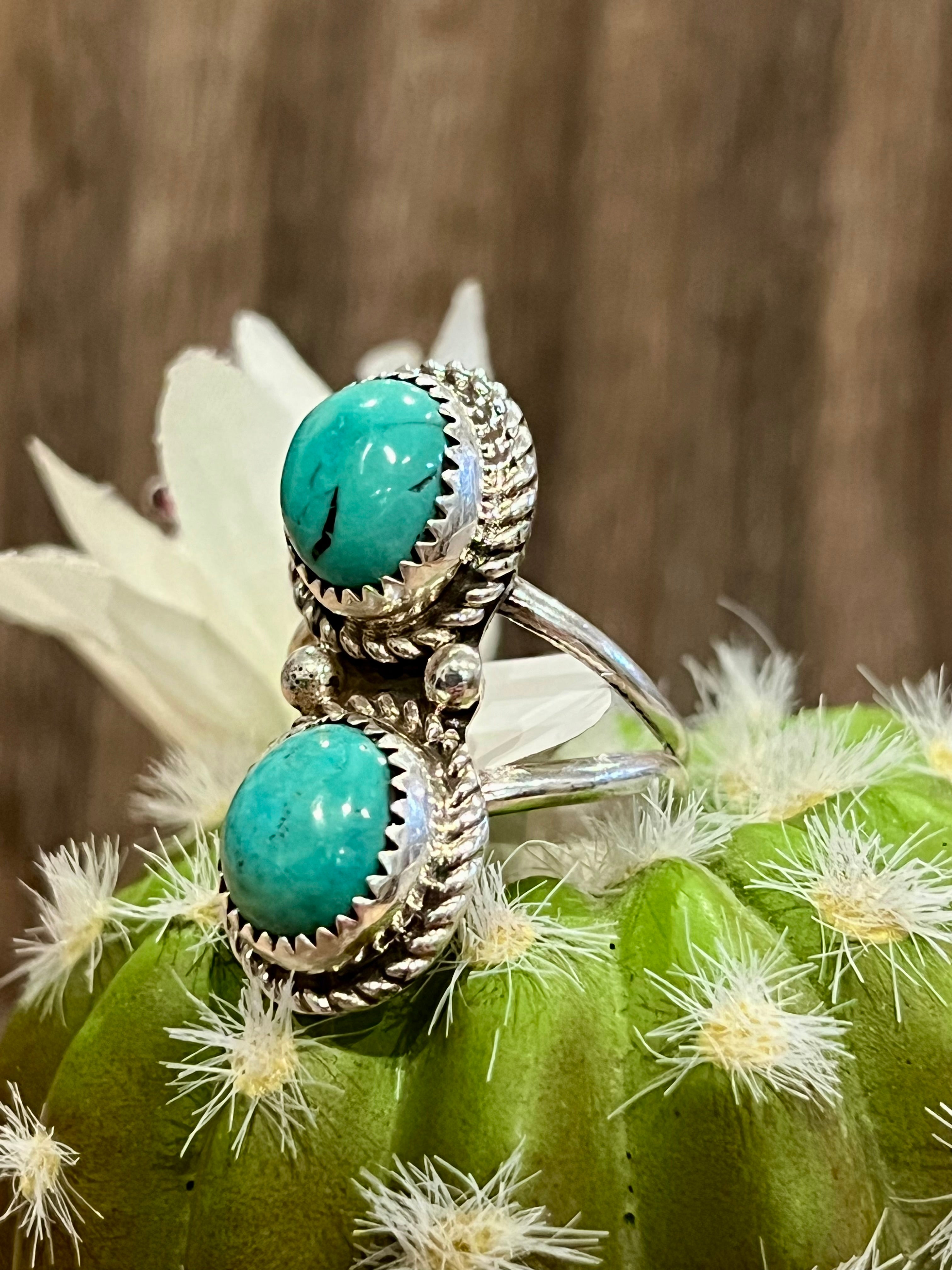 Twin Turquoise Sterling Silver Ring