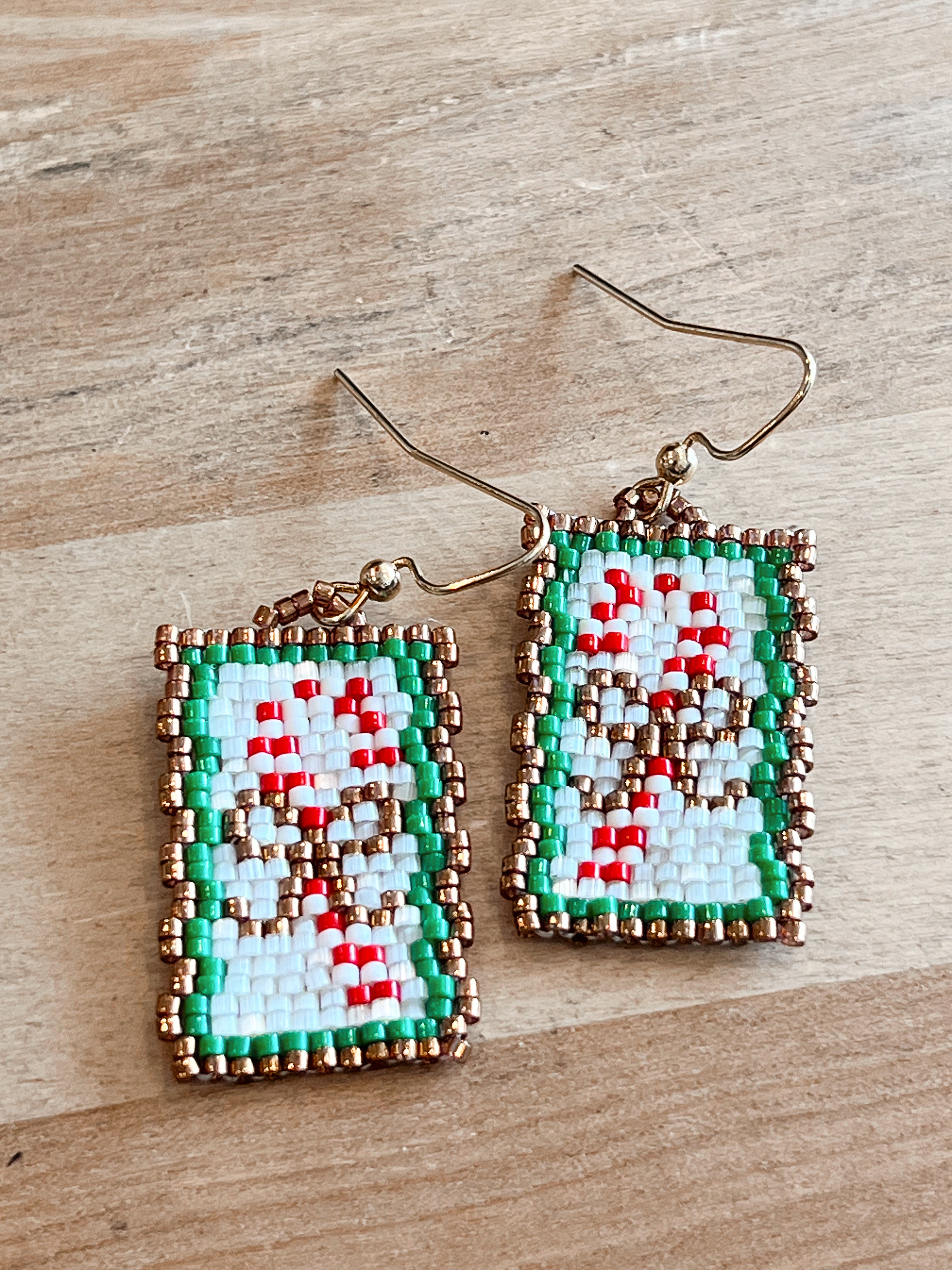 Candy Cane Lane Handbeaded Earrings