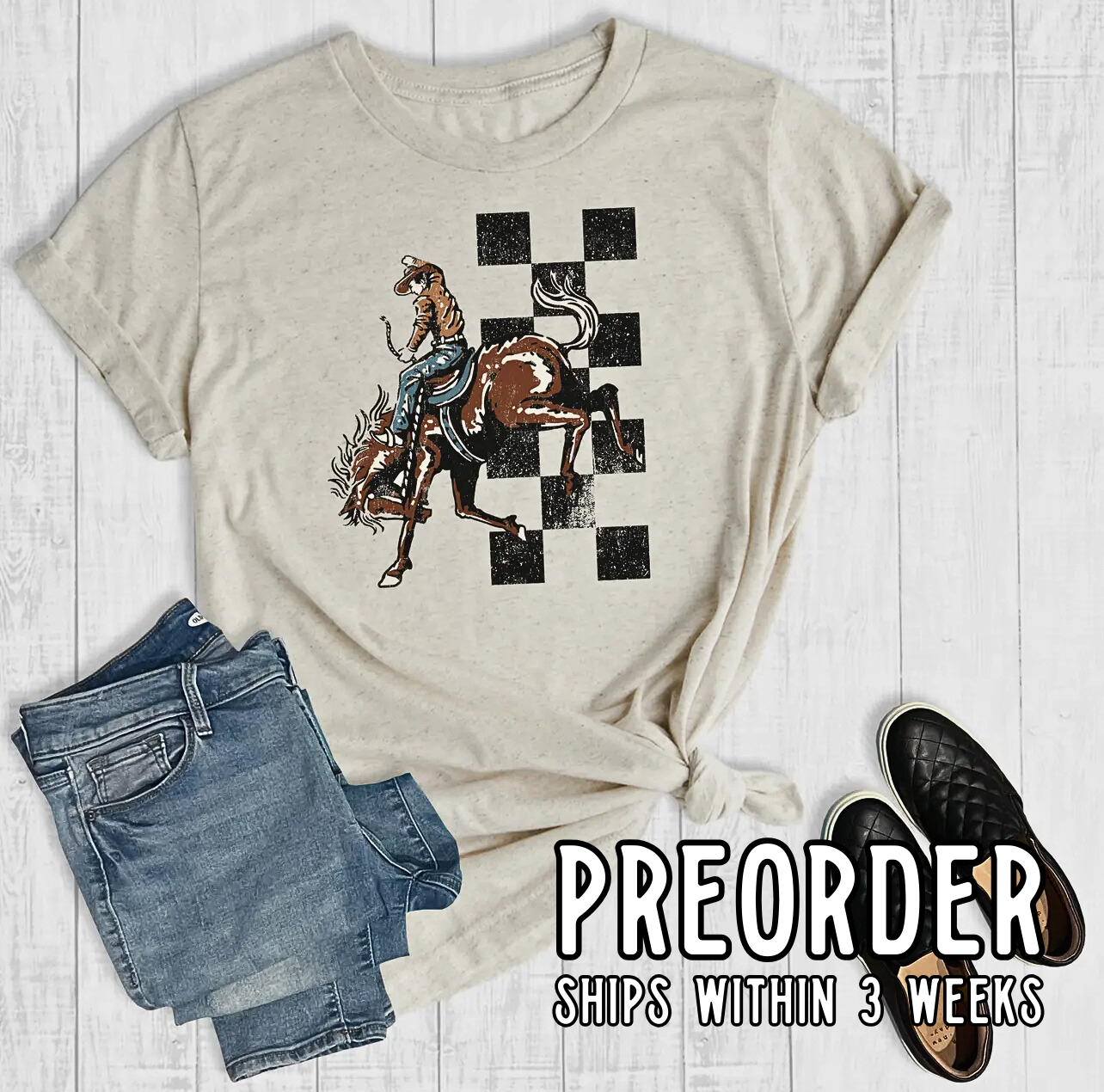 *Preorder* Checker Bronc Rider Graphic Tee