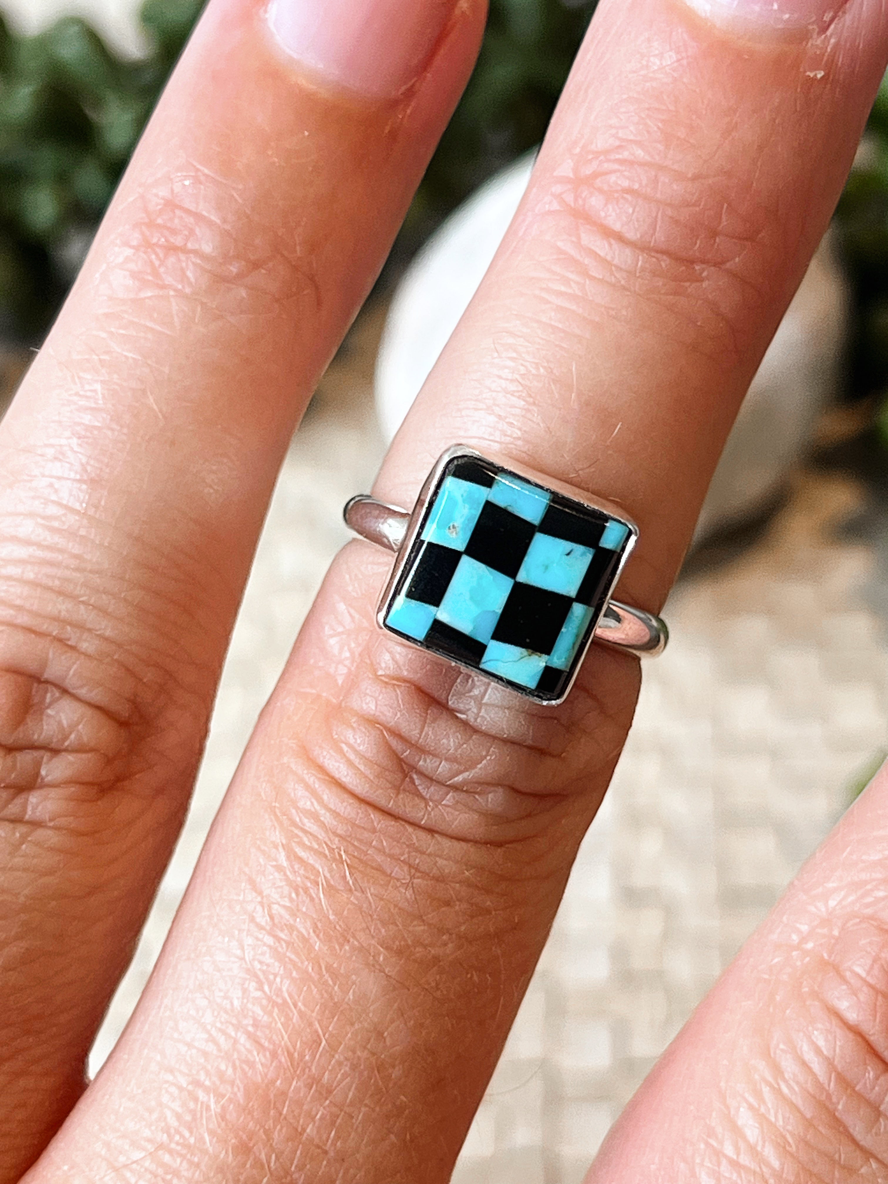 Gemora Turquoise & Onyx Sterling Silver Ring