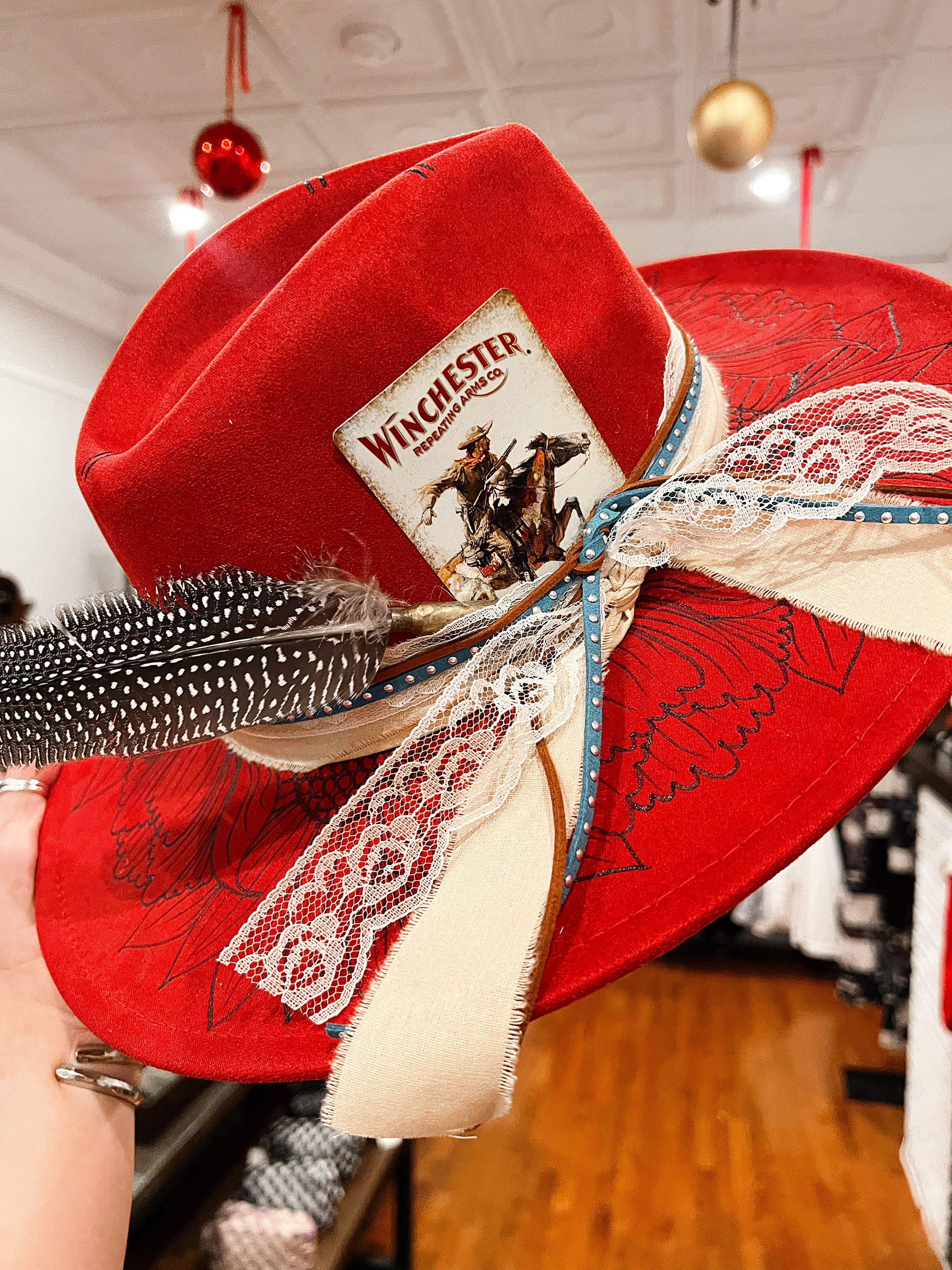 Ruby Red Hand Burned Hat