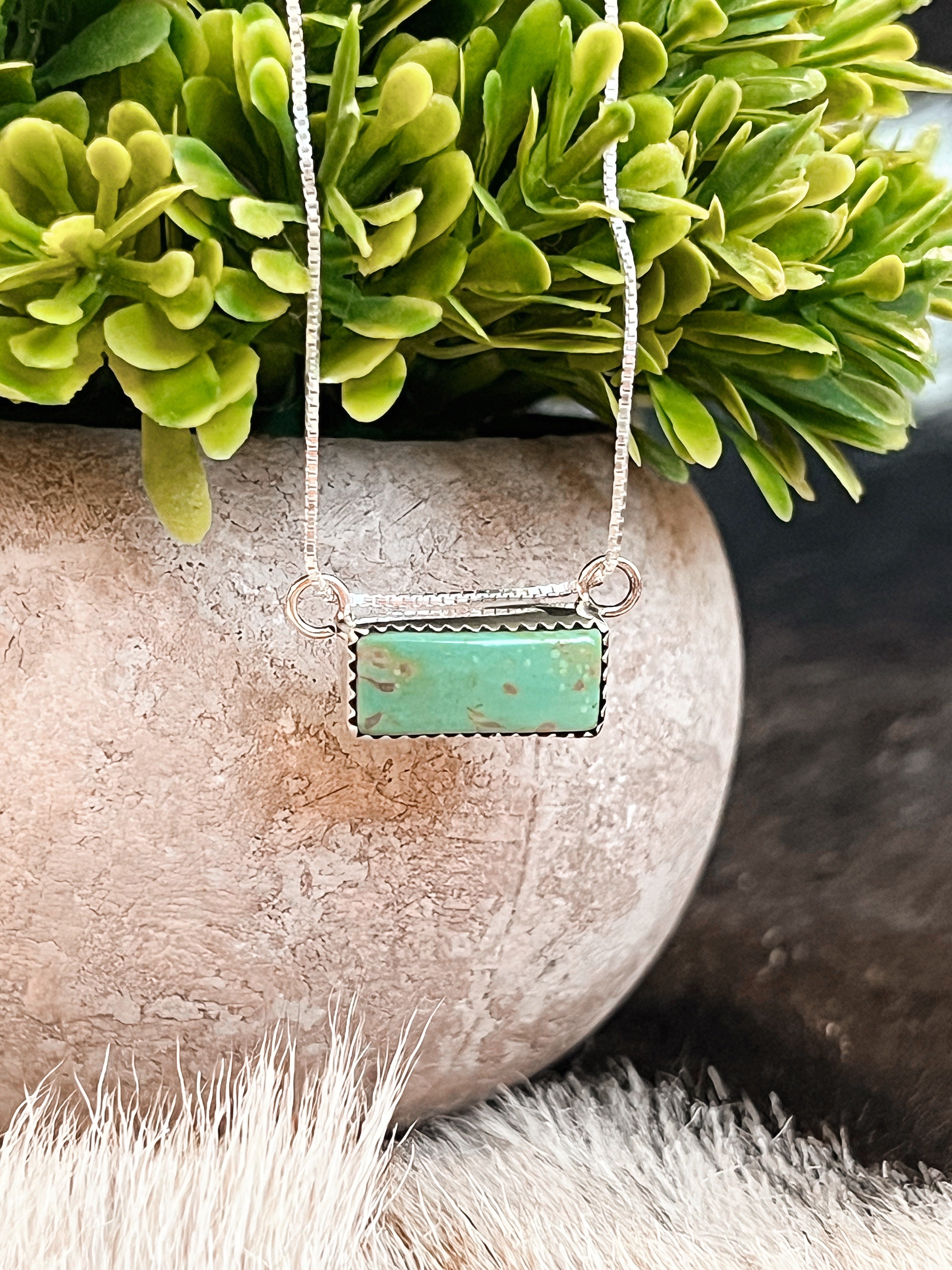 Rowdy Turquoise Bar Sterling Silver Necklace
