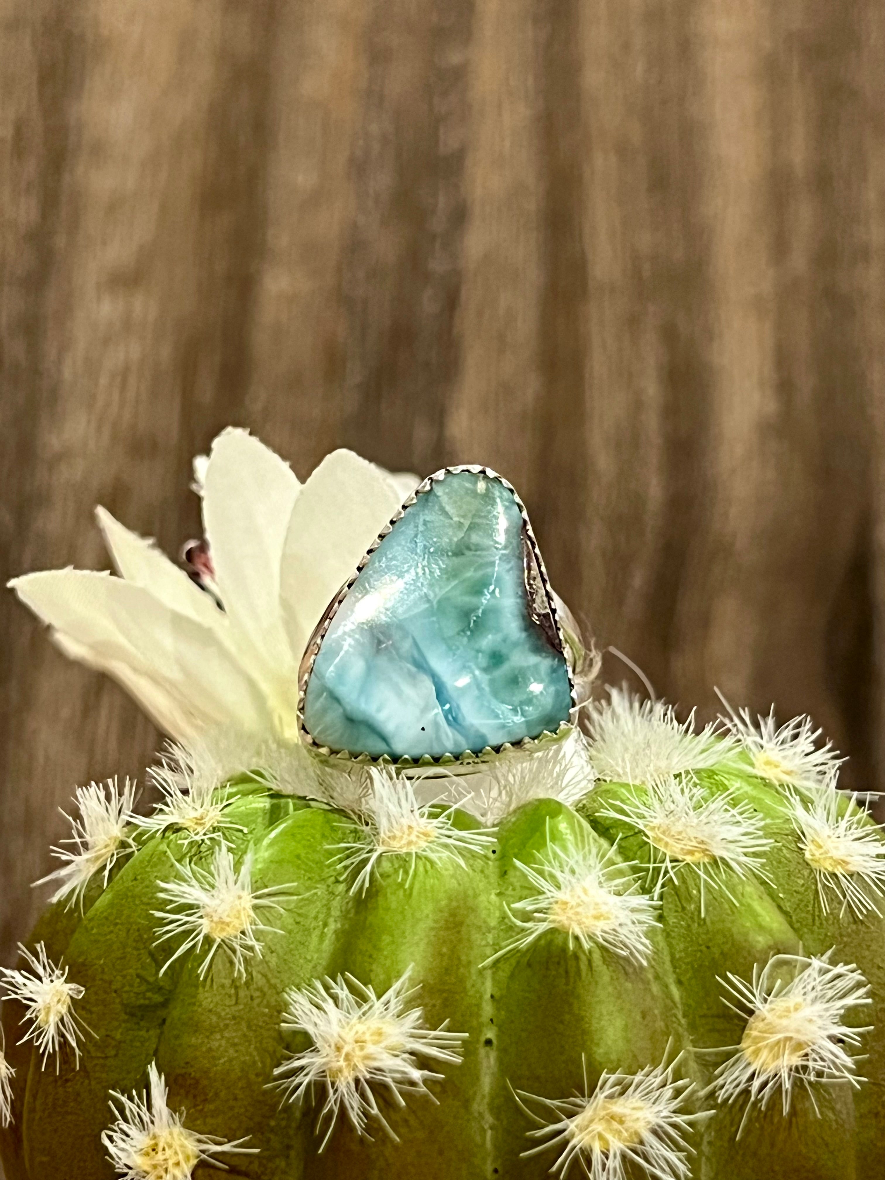 Beach Please Larimar Sterling Silver Ringue