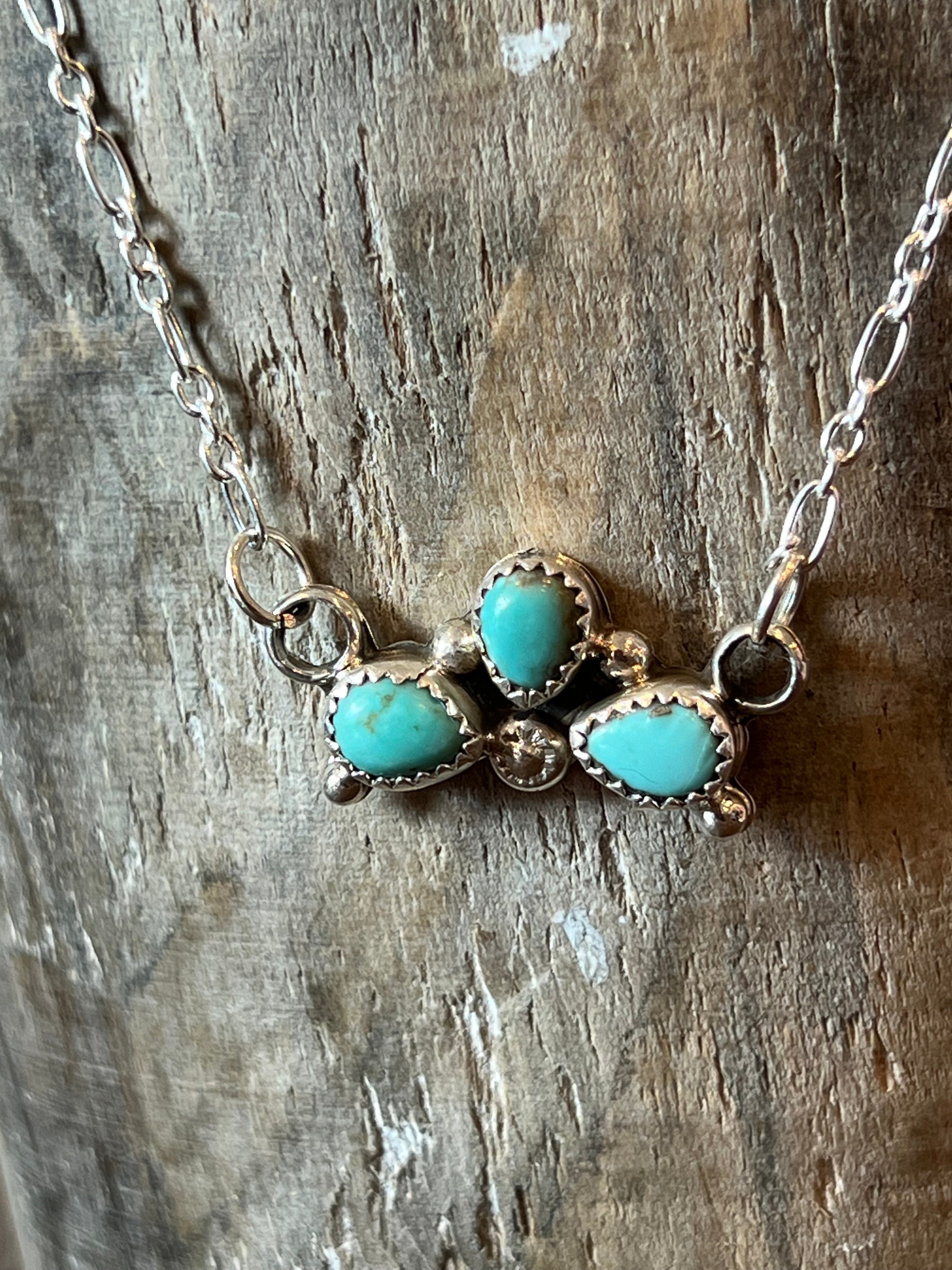 Turquoise Crown Sterling Silver Necklace