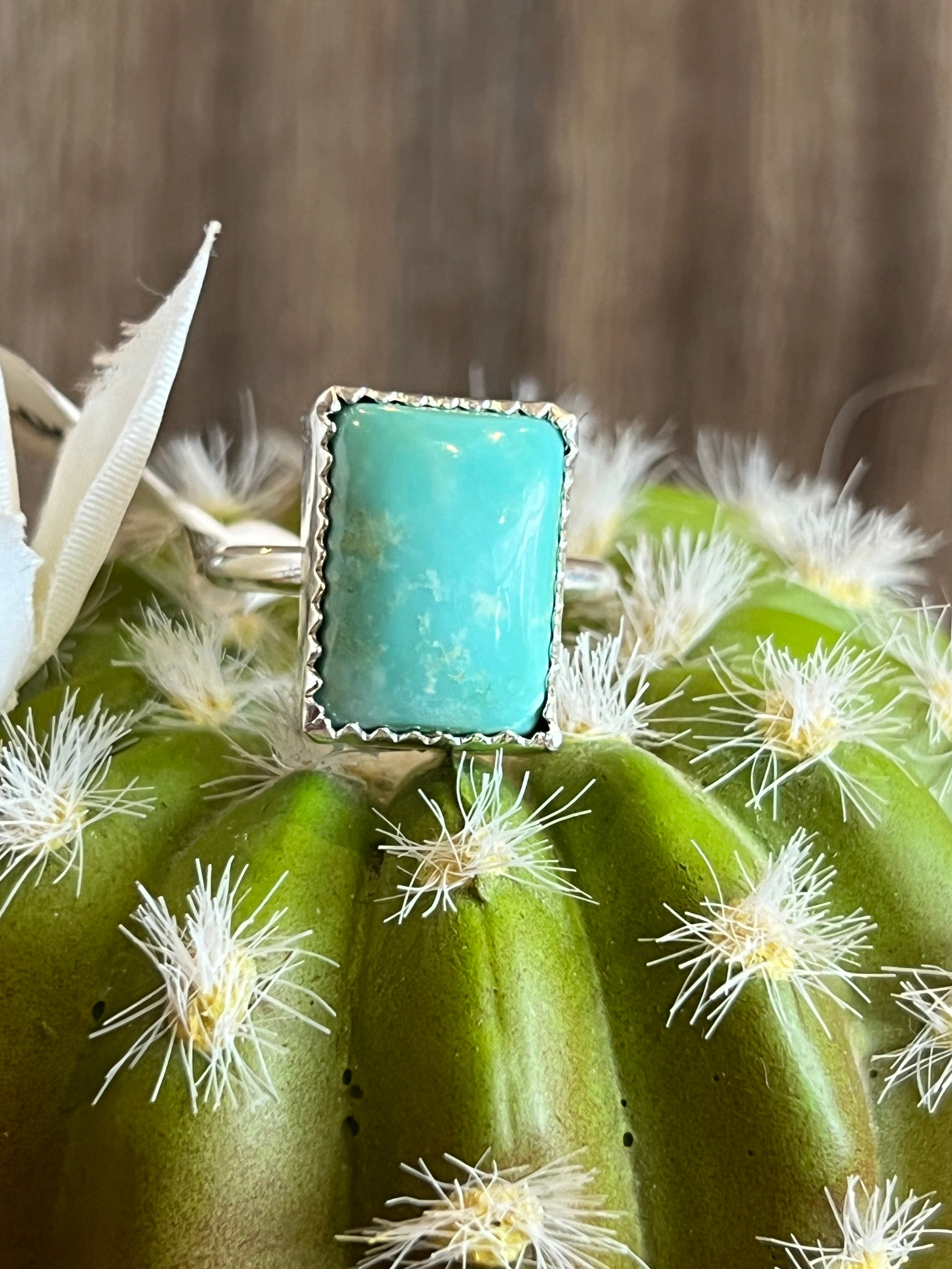 Rectangle Turquoise Sterling Silver Ring