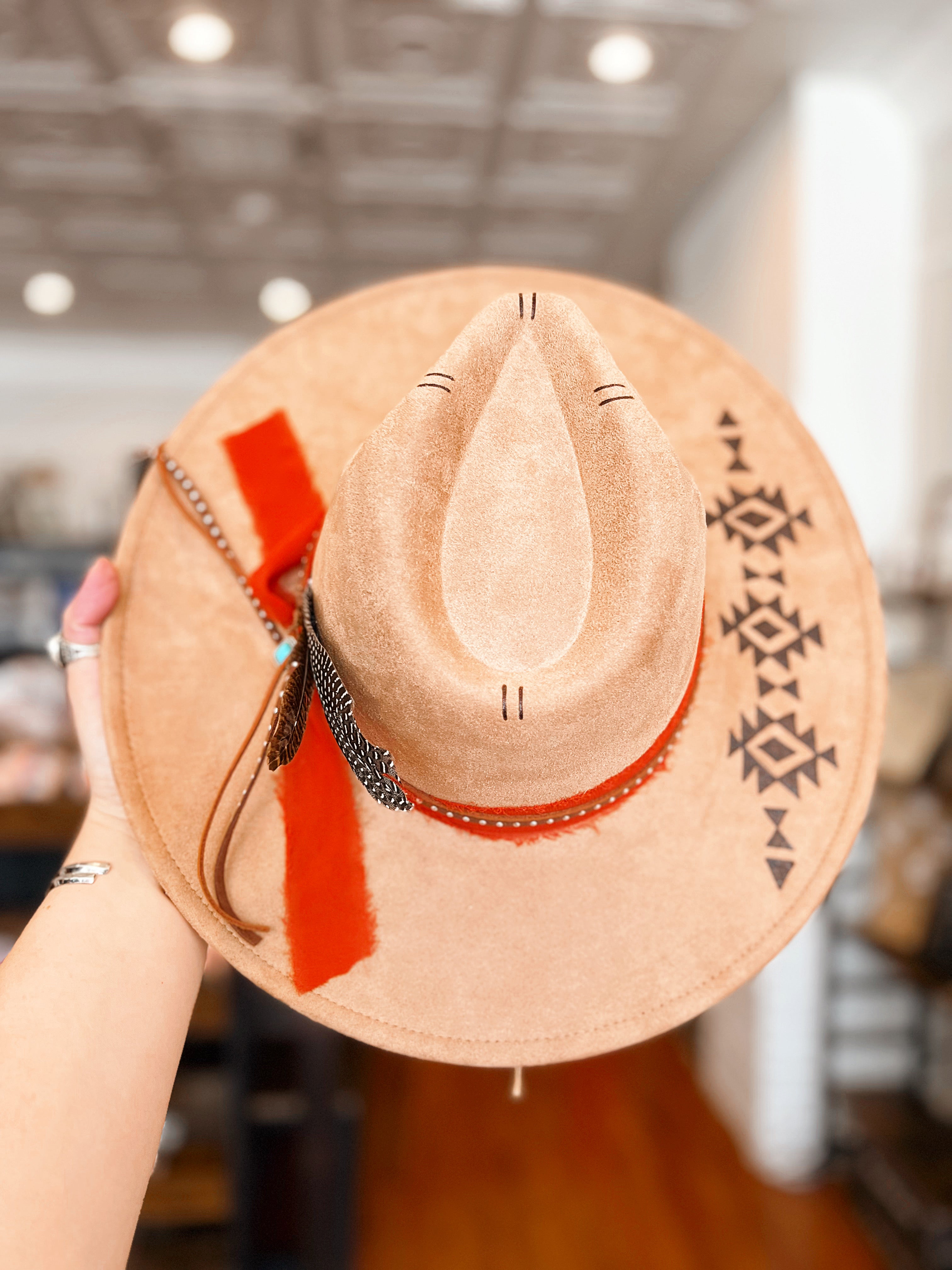 Aztec Sunrise Hand Burned Hat