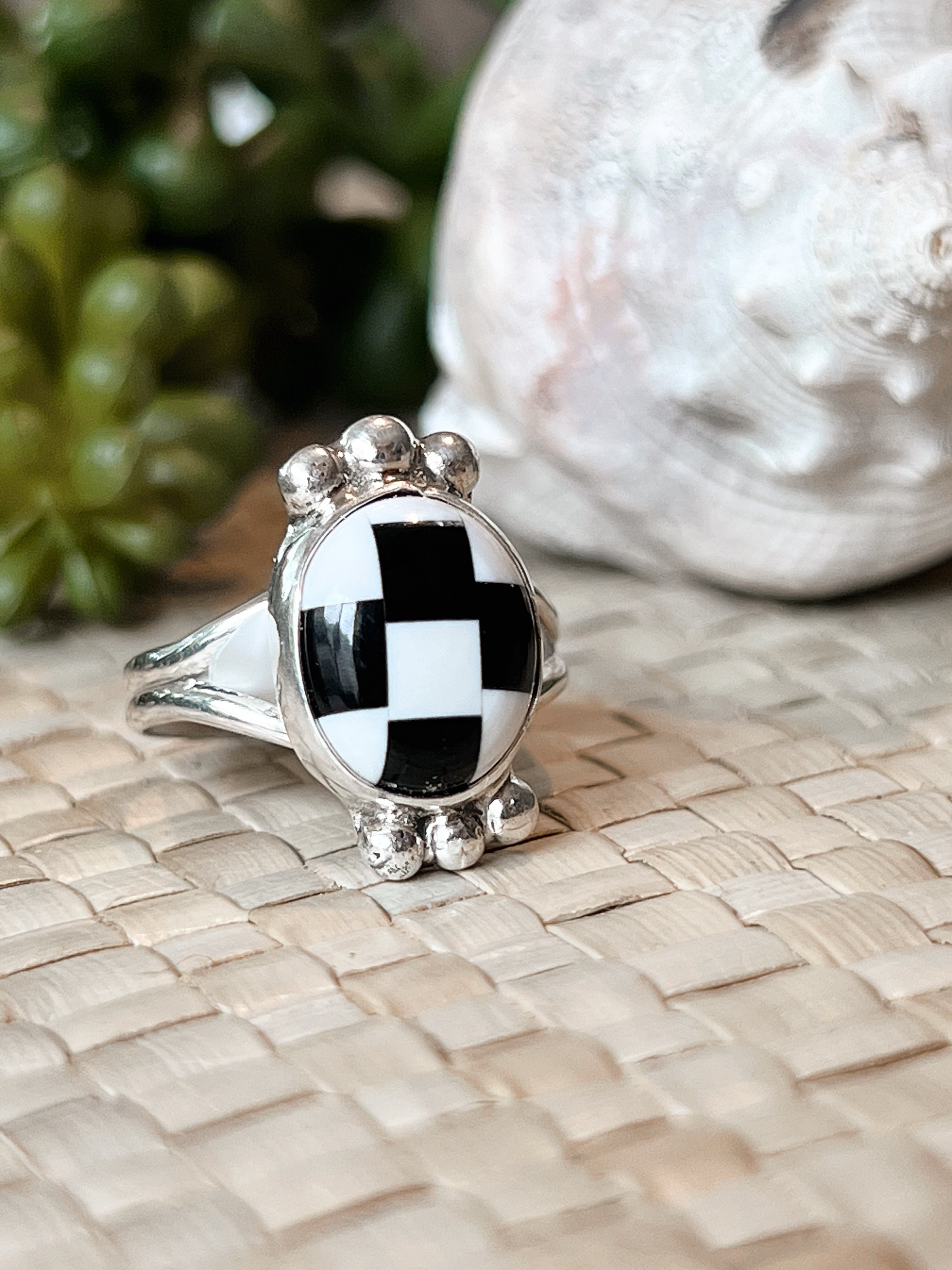 Oval Obsessed White Buffalo & Onyx Sterling Silver Ring