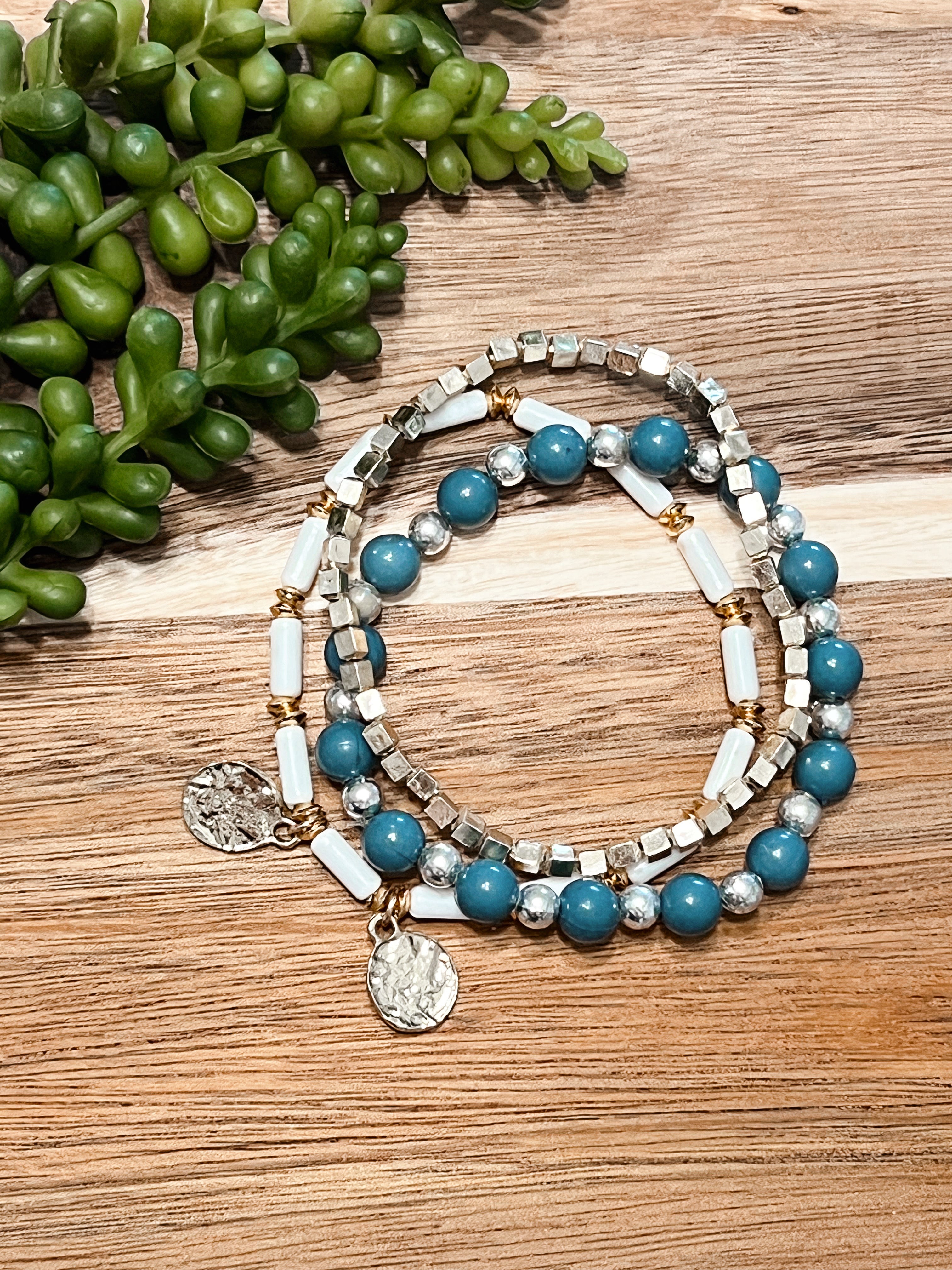 Deep Teal Stretch Bracelet Set