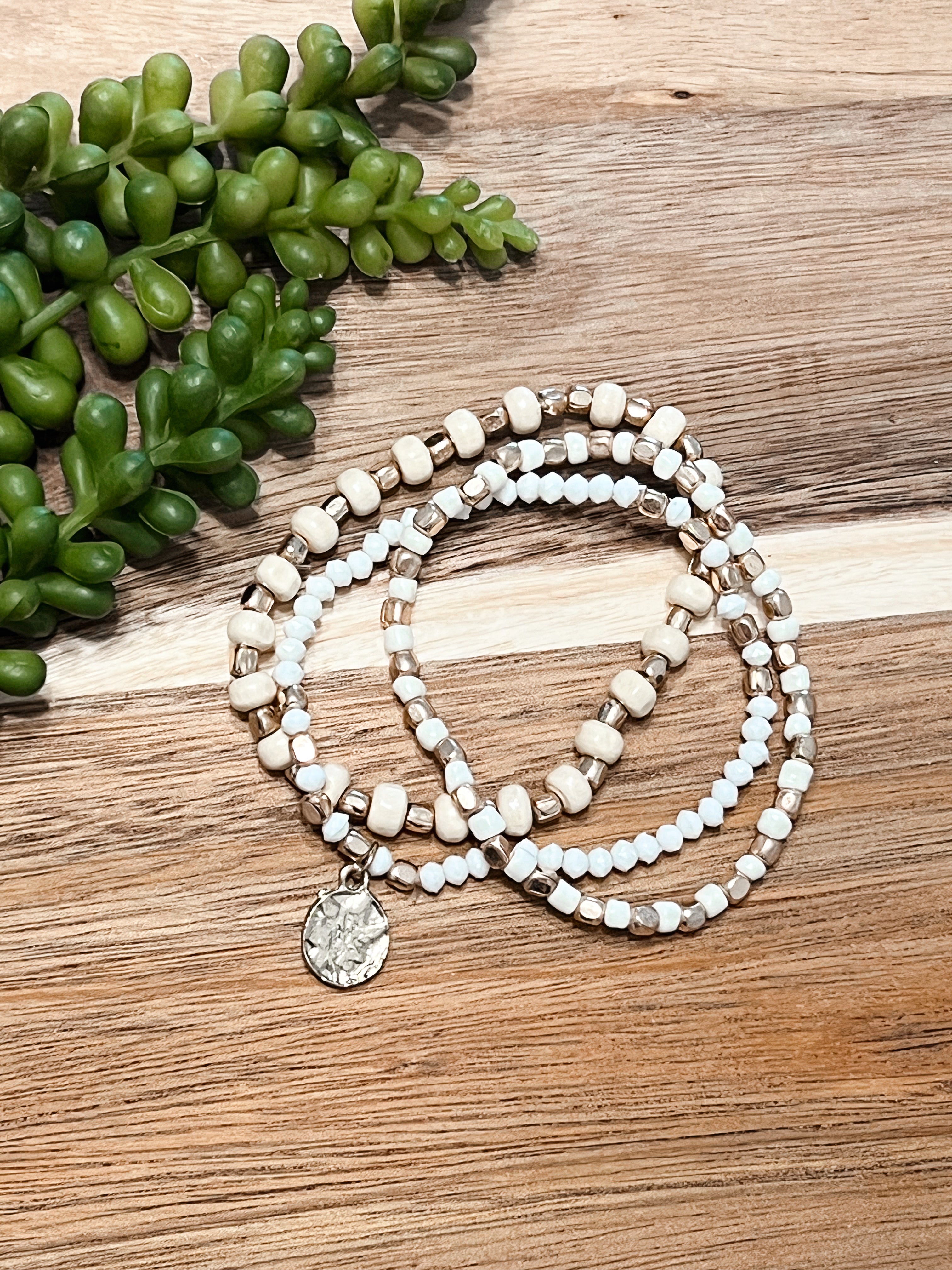 Natural Nautical Stretch Bracelet Set