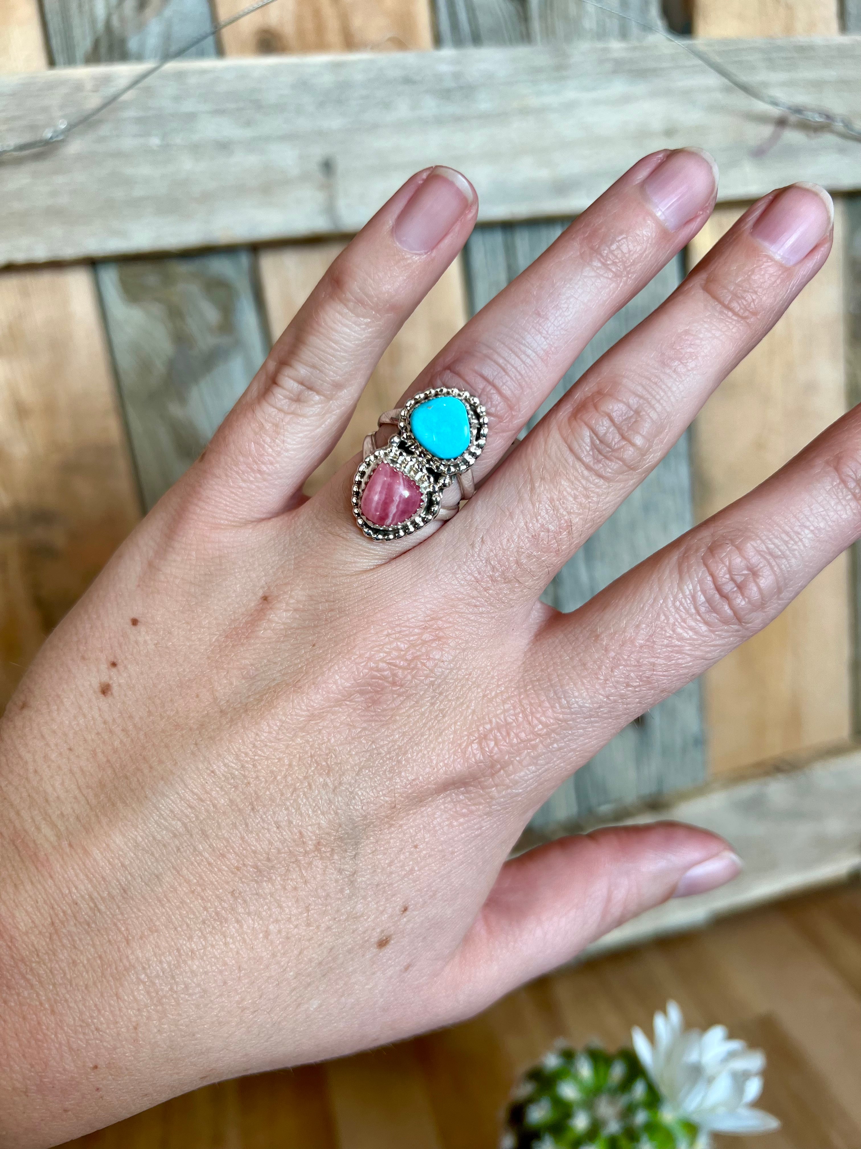 Double Trouble Turquoise Sterling Silver Ring