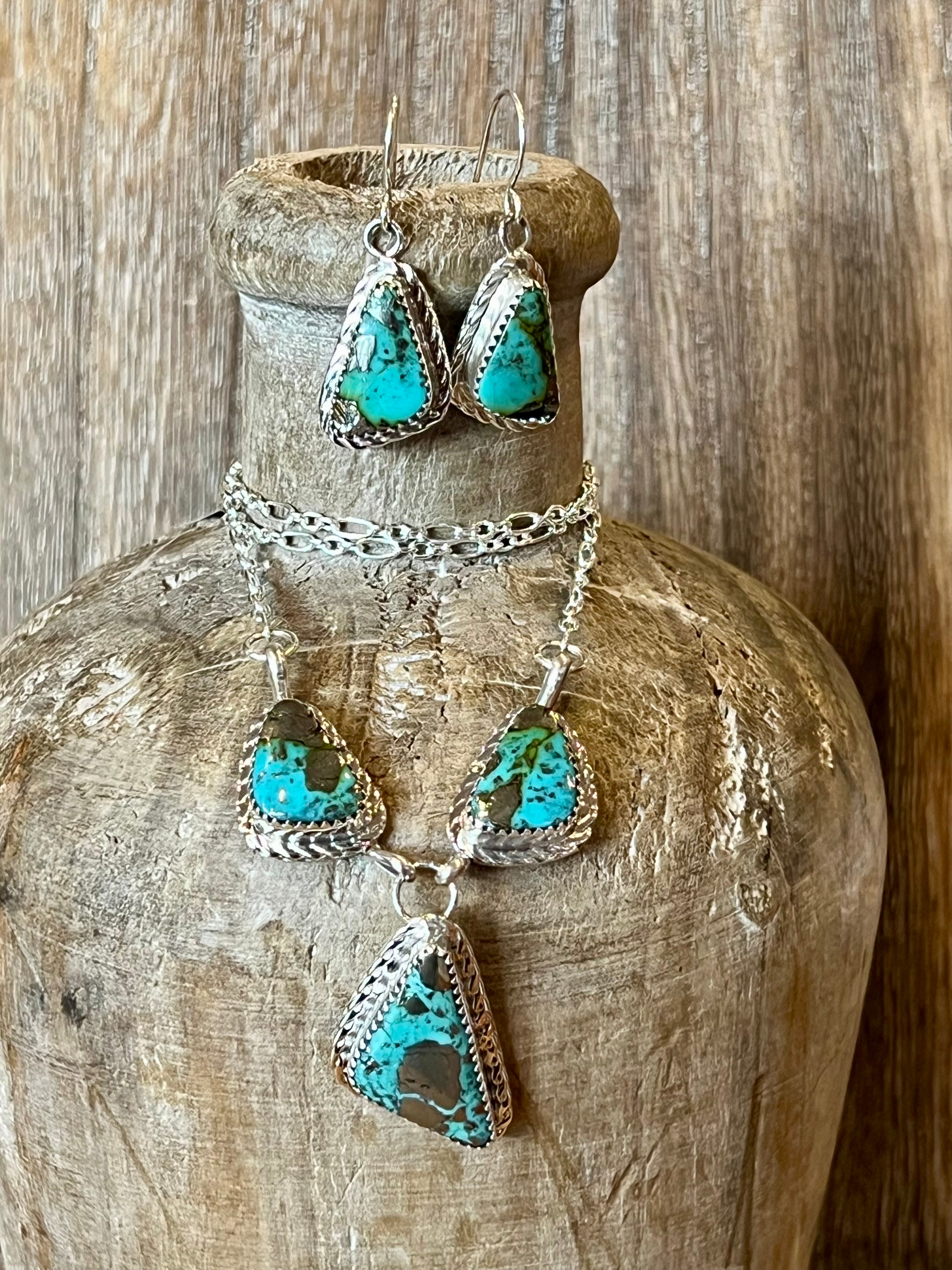 Silver Strike Turquoise Sterling Silver Necklace & Earrings Set