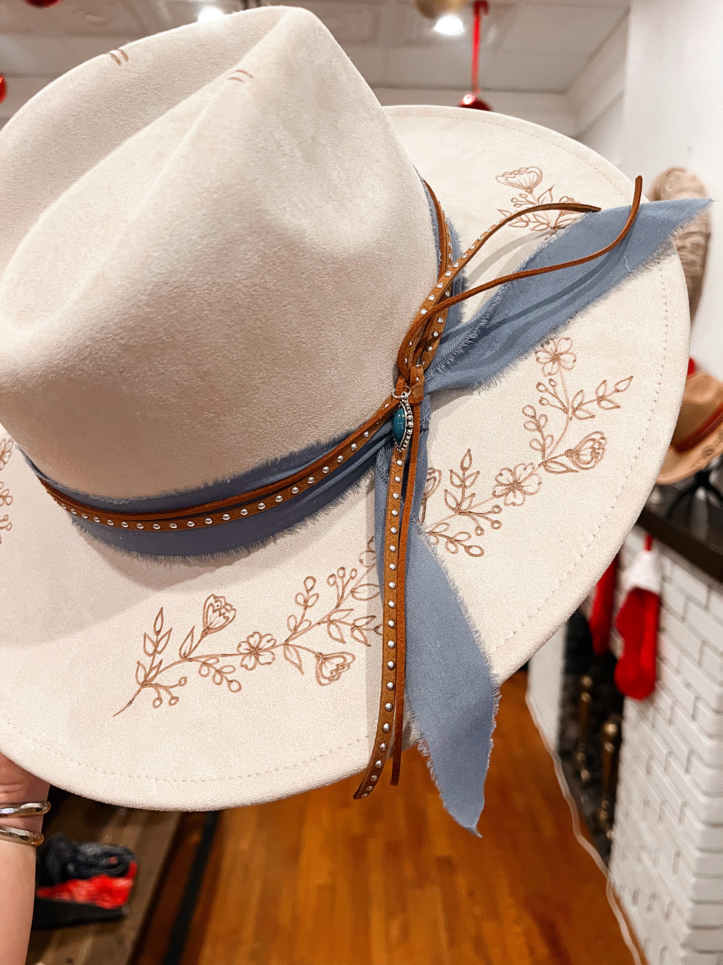 Ice Blue Hand Burned Hat