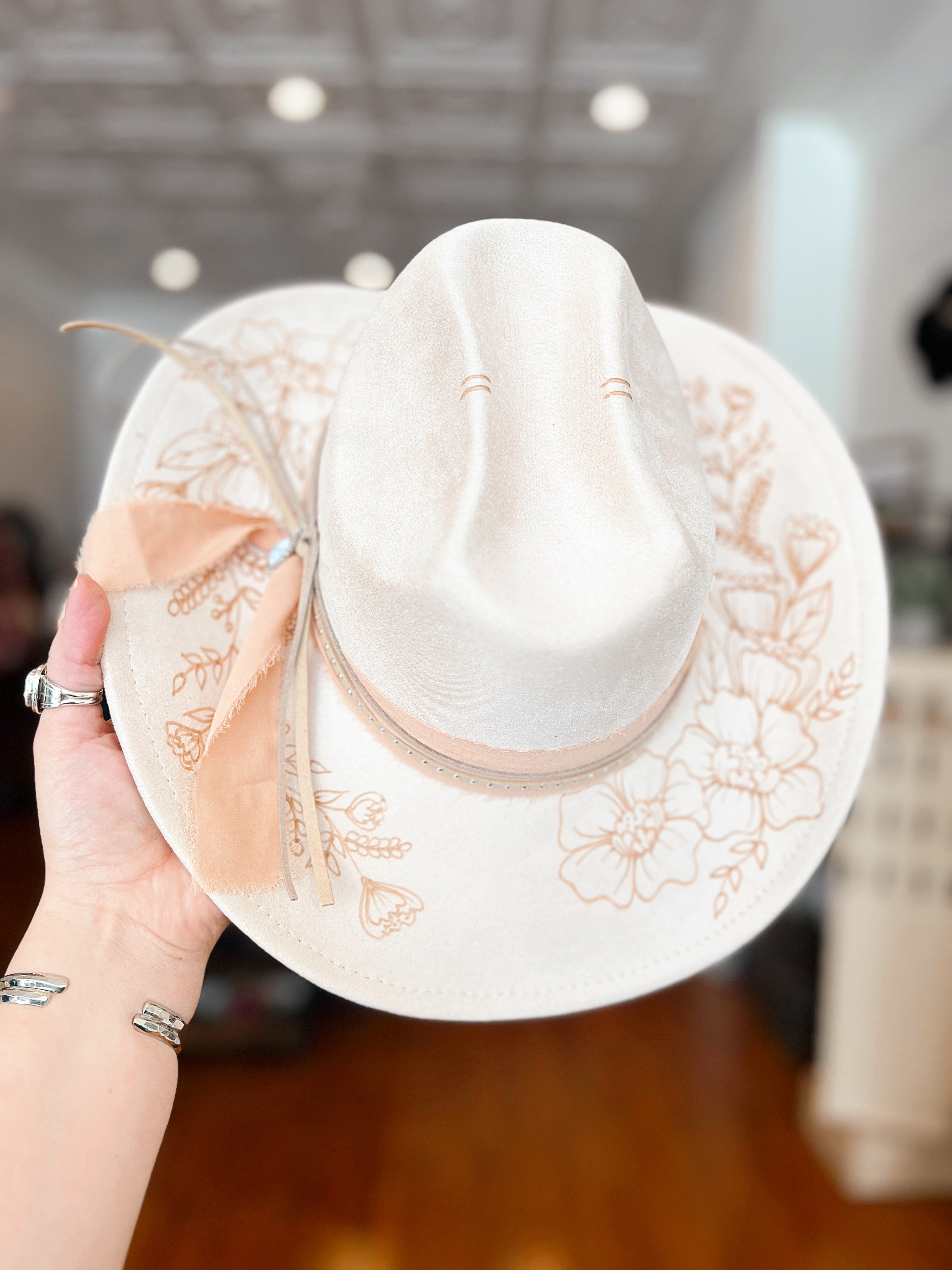 June Bride Hand Burned Hat