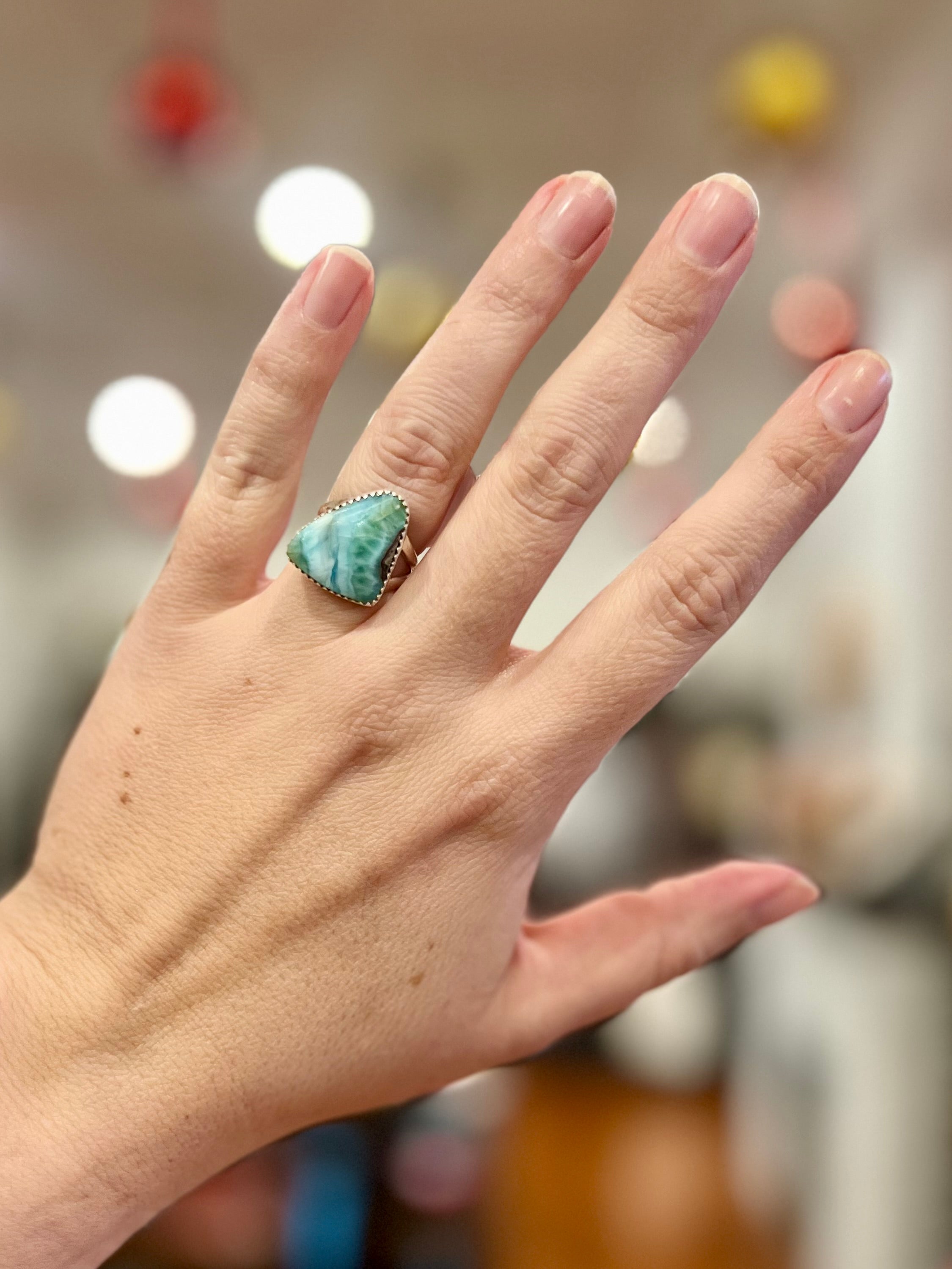 Beach Please Larimar Sterling Silver Ringue