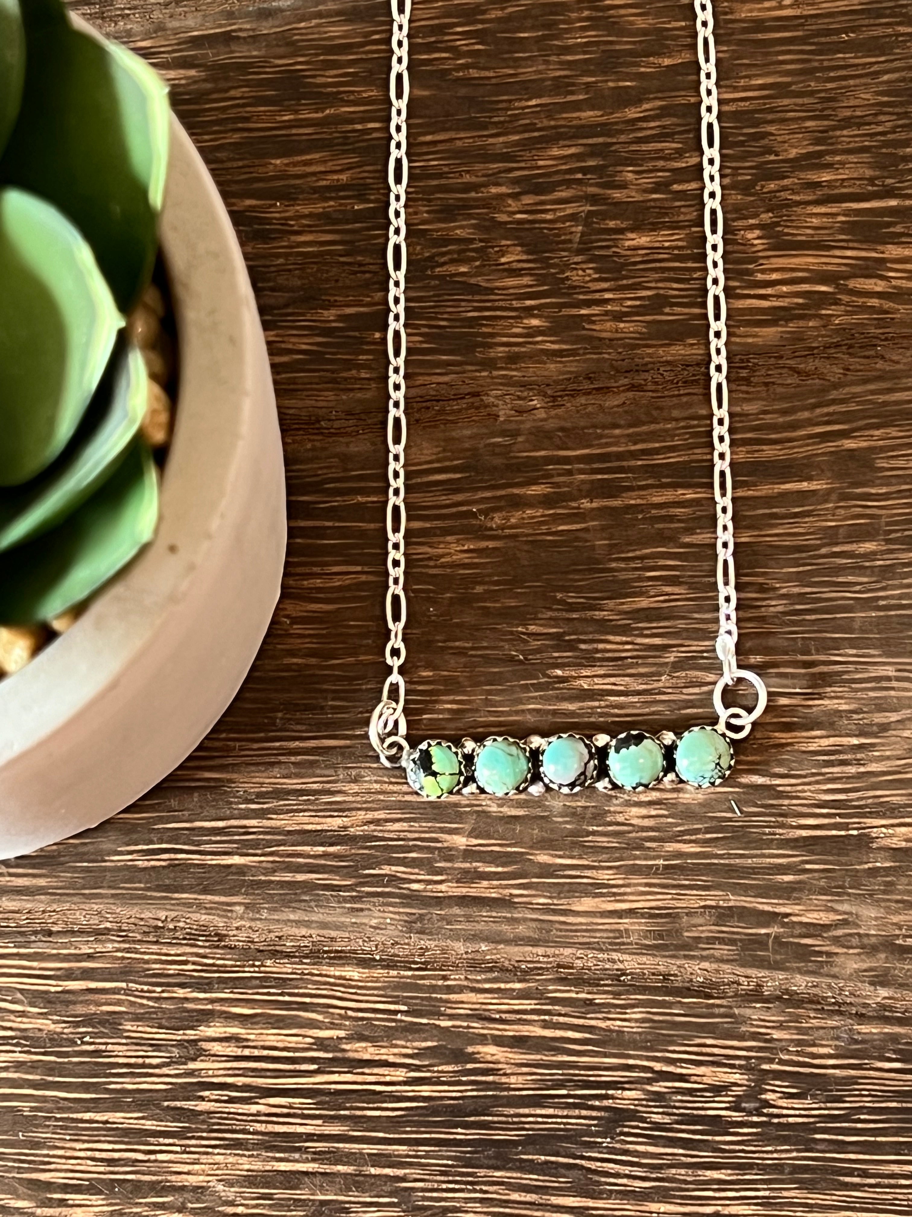 5 Stone Turquoise Sterling Silver Necklace