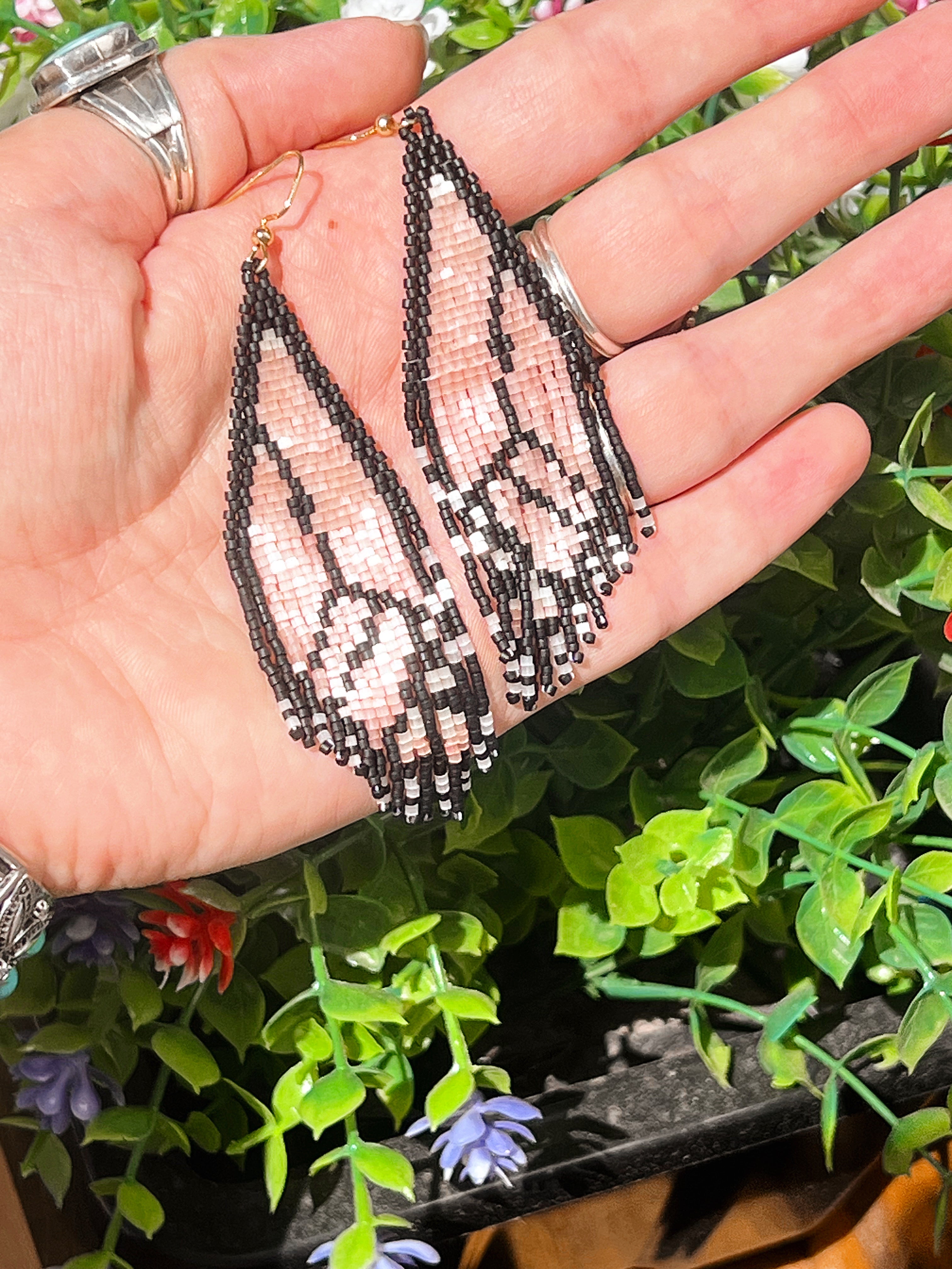 Monarch Butterfly Handbeaded Earrings