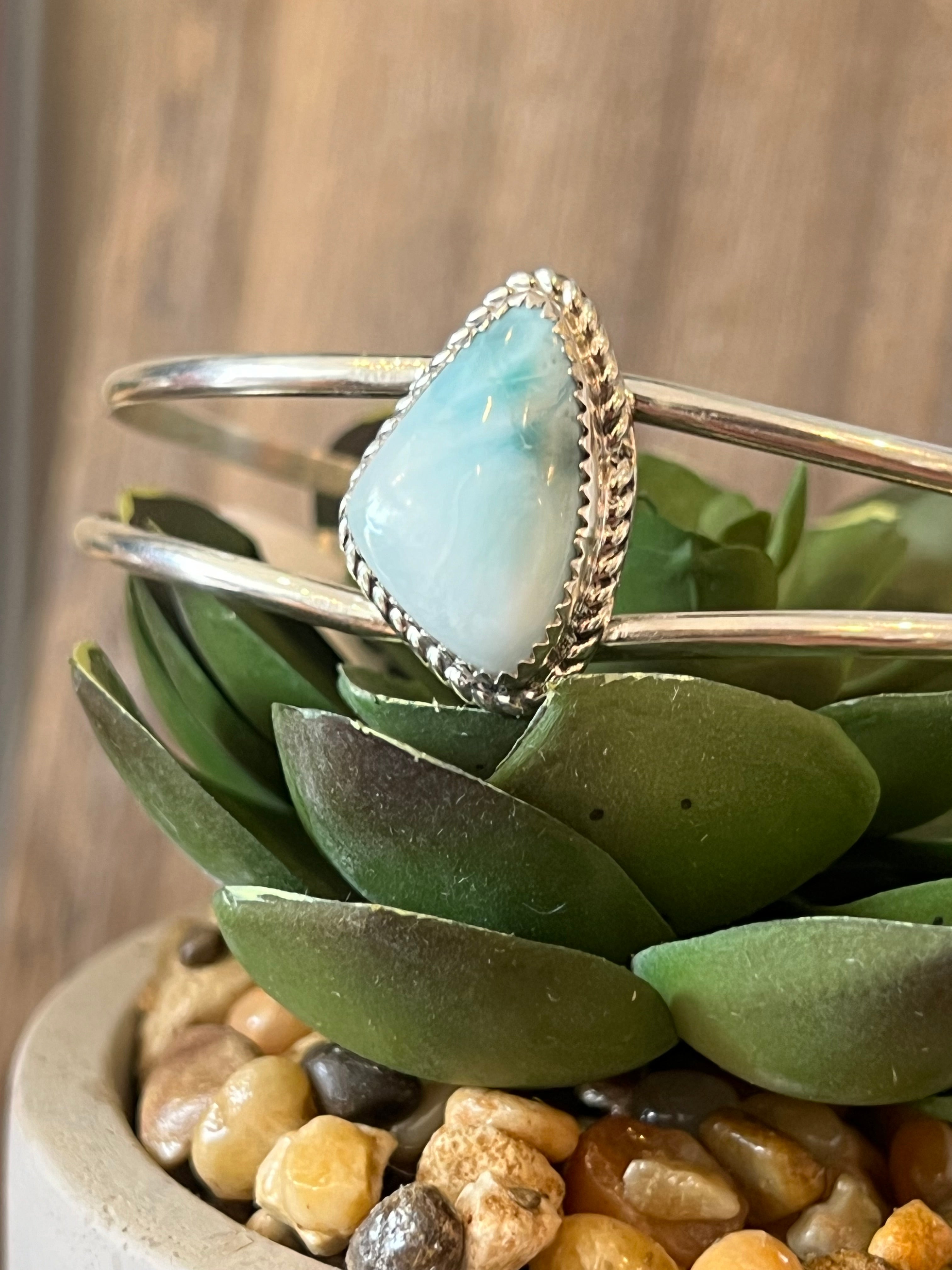 Lovely Larimar Sterling Silver Cuff