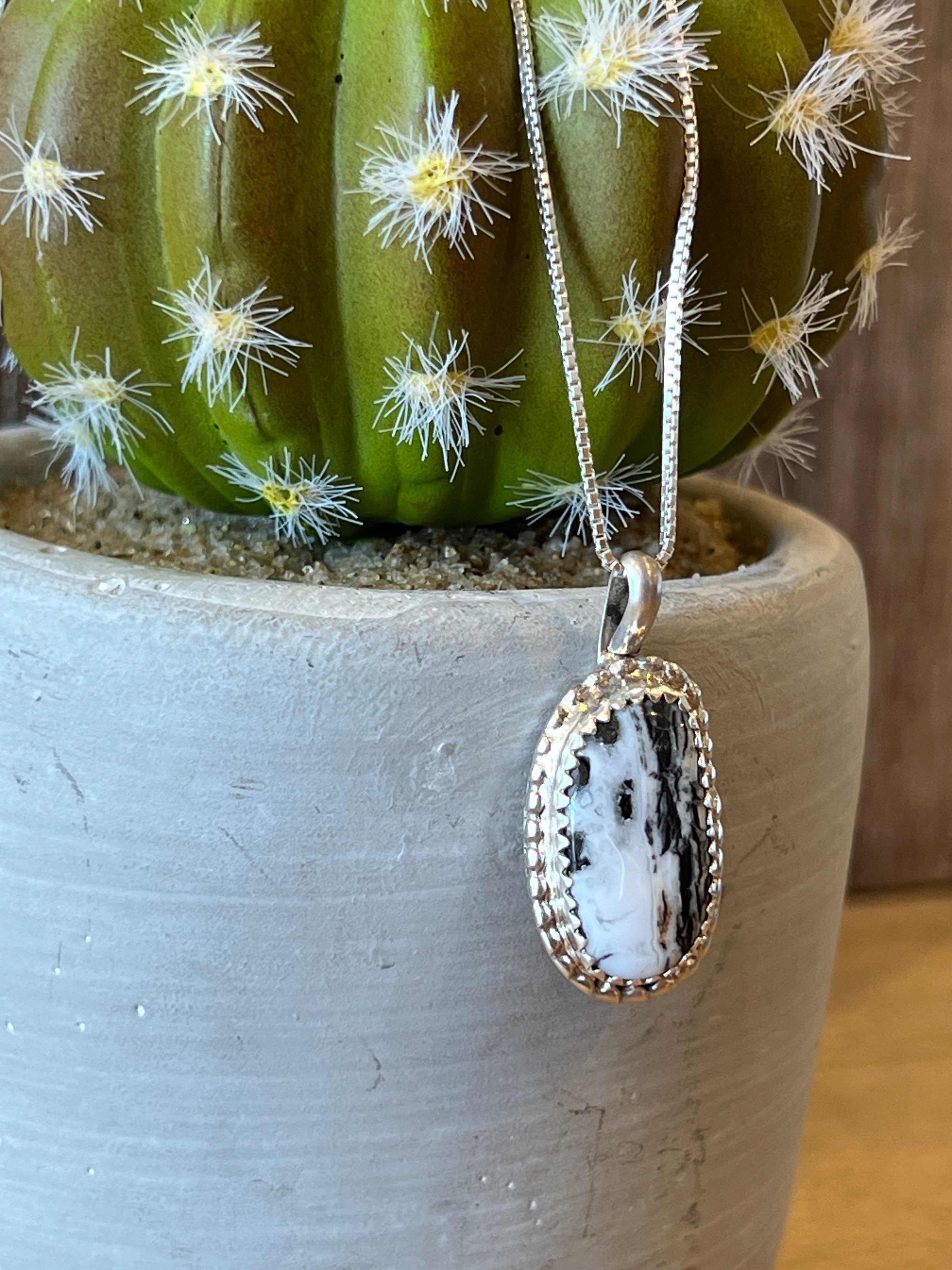 Nevada White Buffalo Sterling Silver Necklace