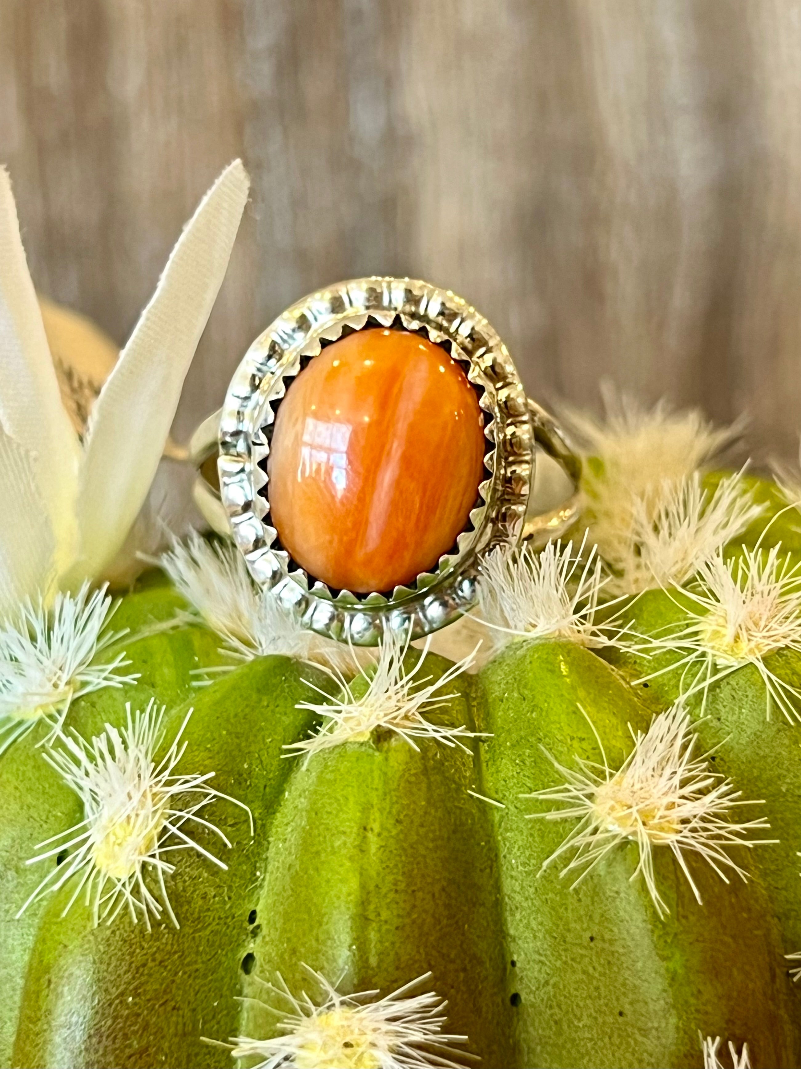 Oval Spiny Sterling Silver Ring