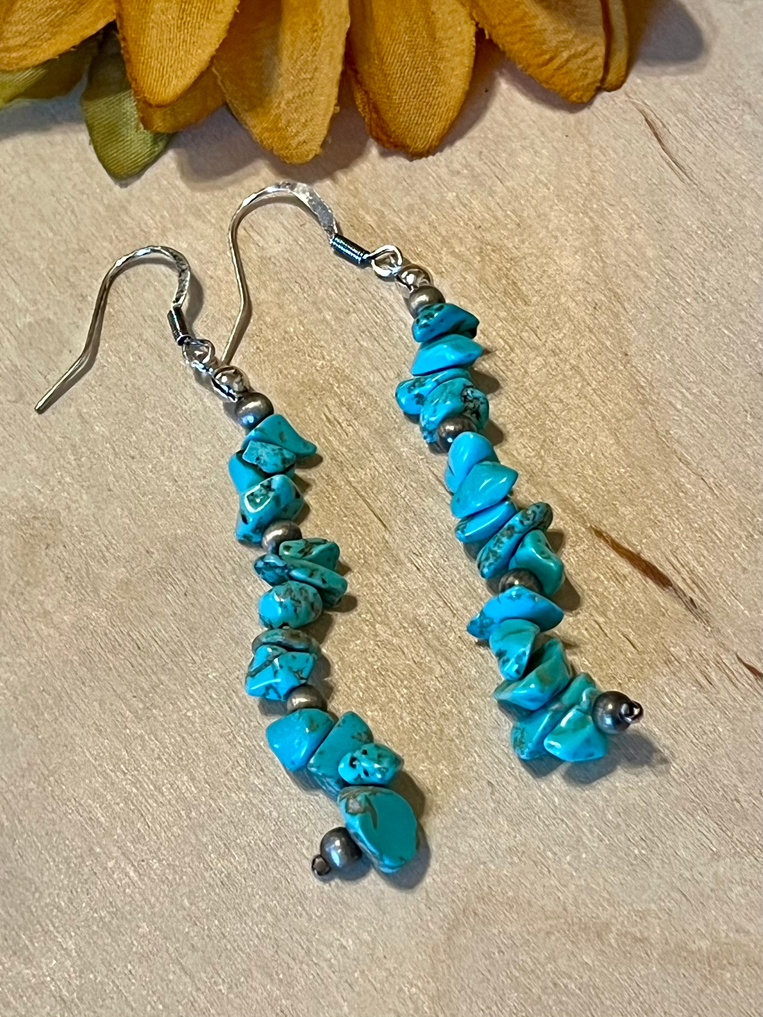 Teal Stone Dangle Earrings