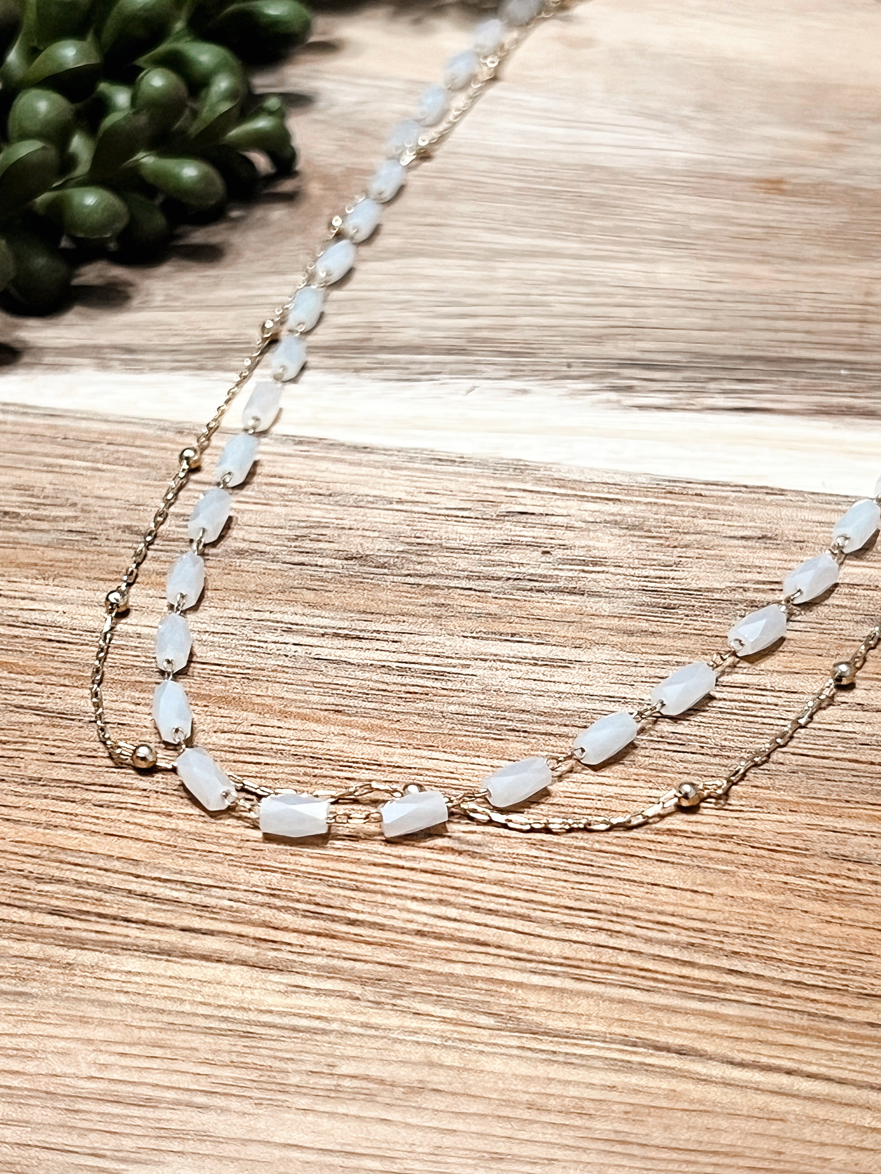 Shimmer Bead Layered Necklace