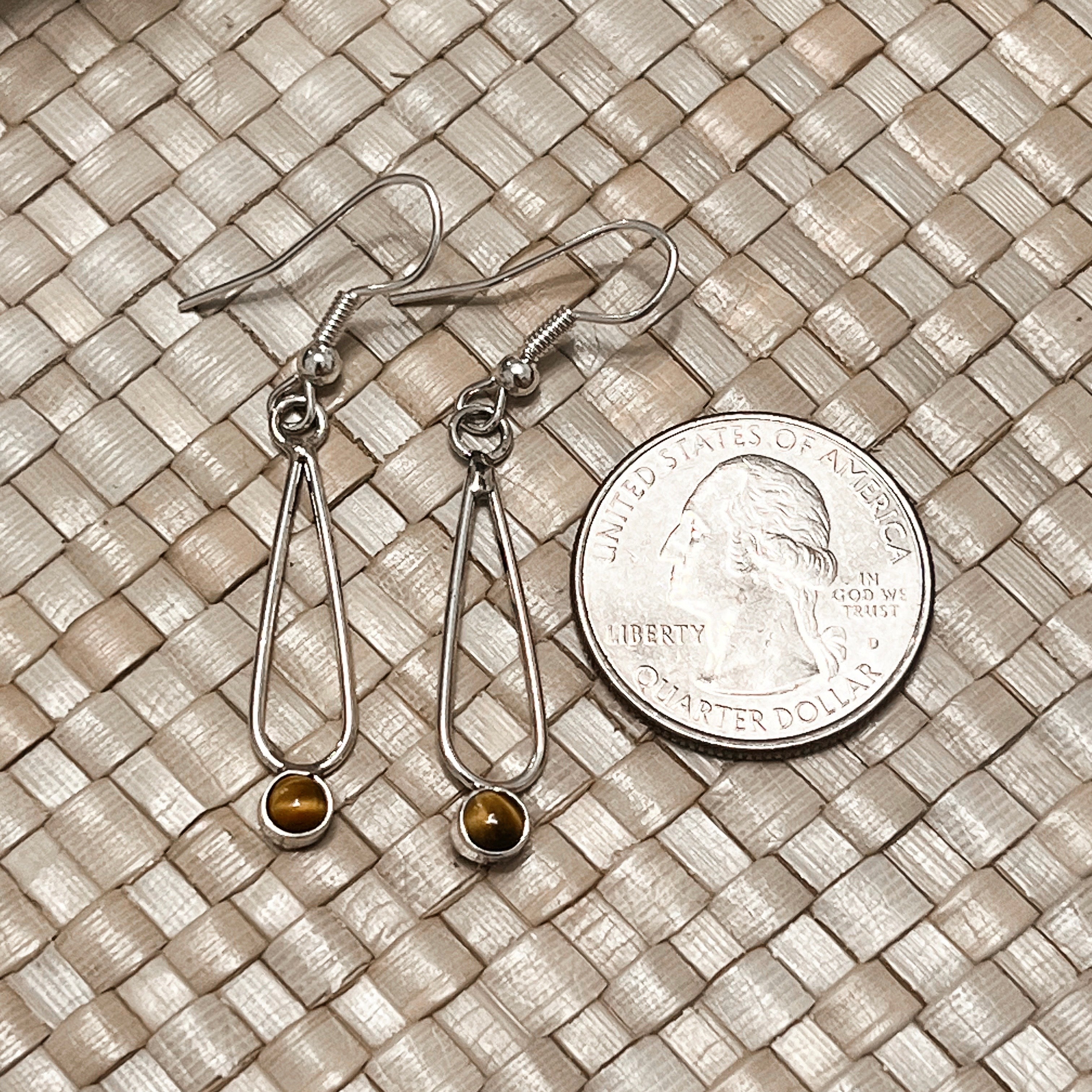 Tiger Eye Dangle Sterling Silver Earrings