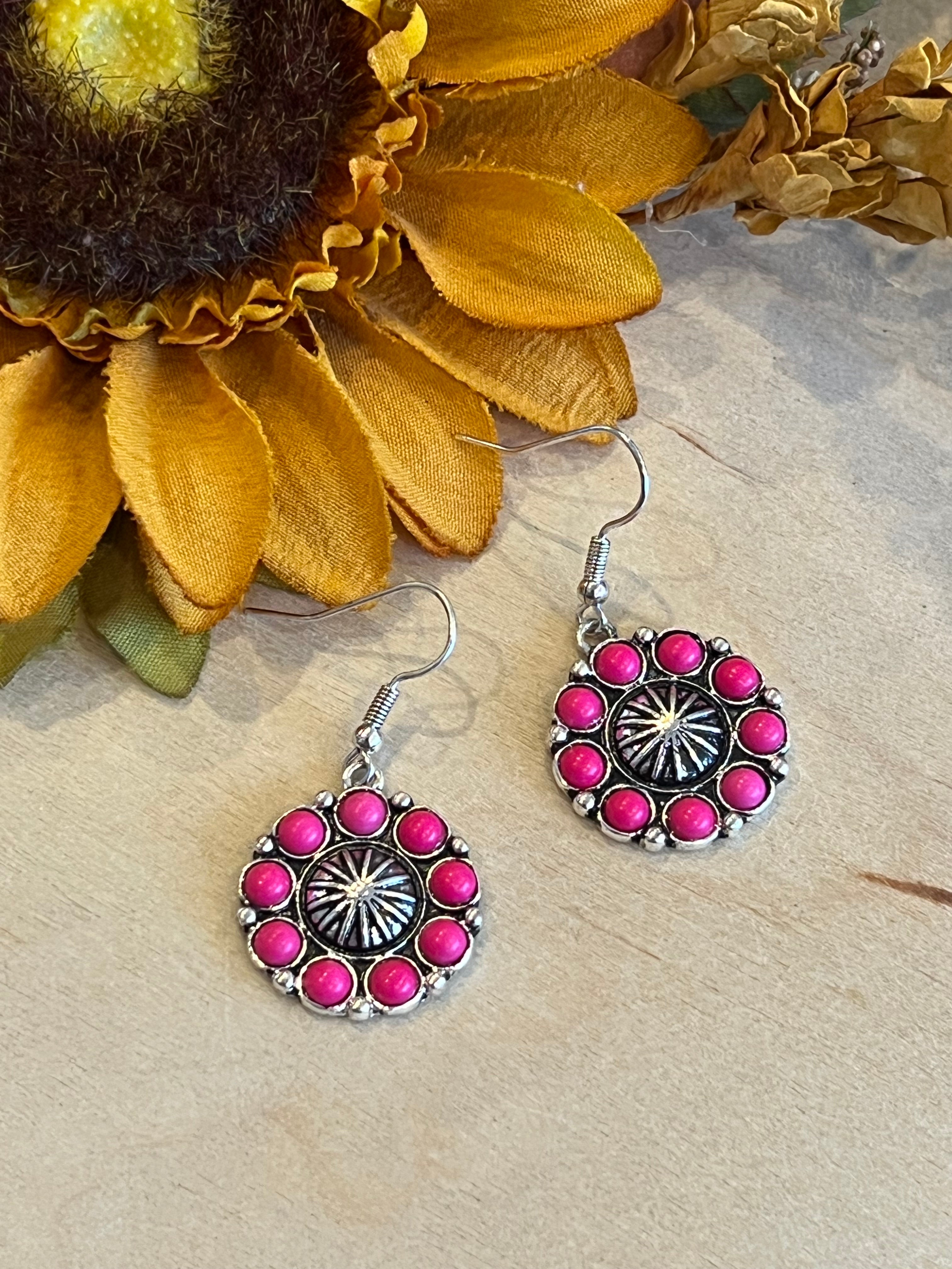 Pink Floral Earrings