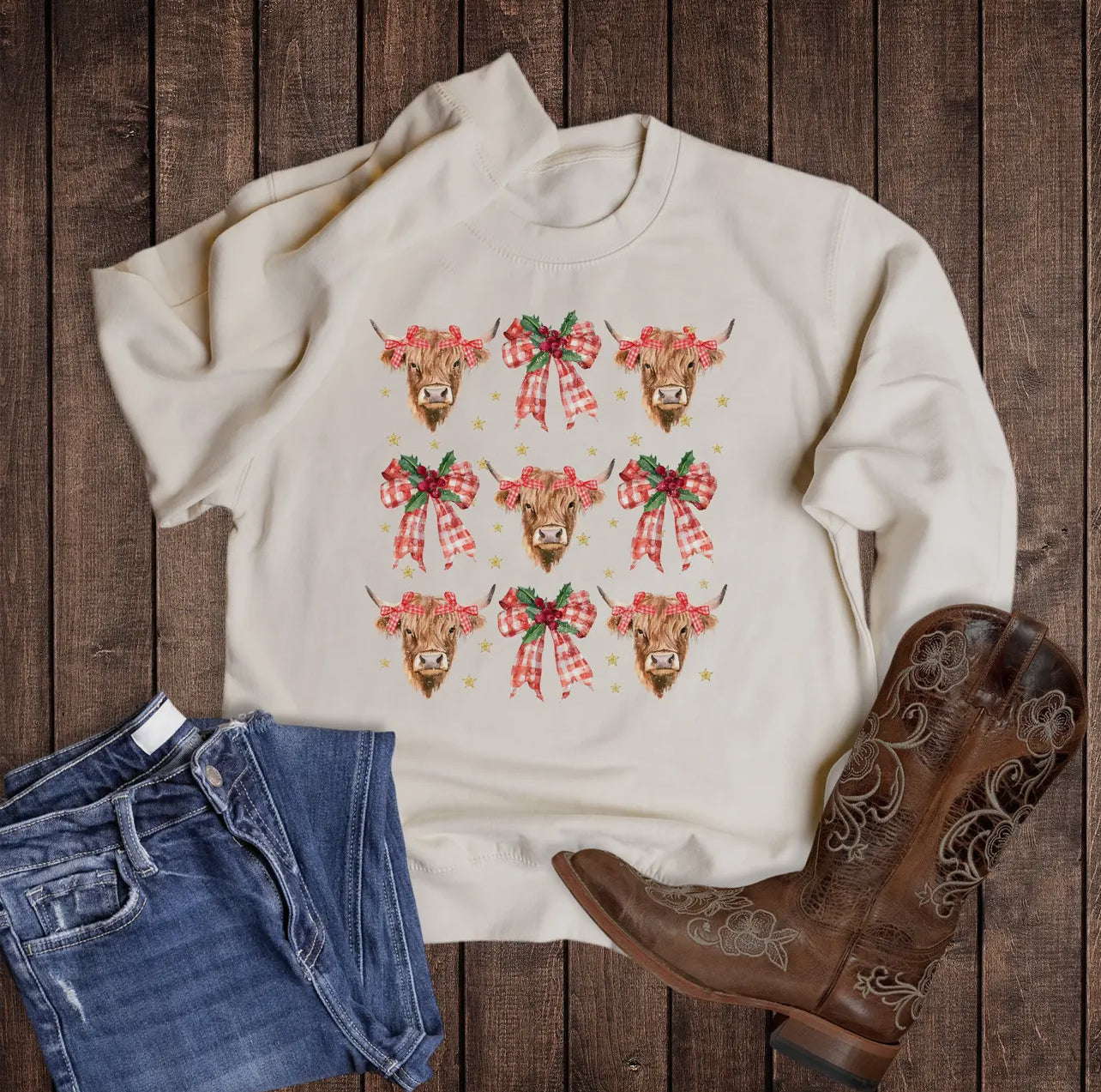 *Preorder* Jolly Holiday Highland Cows Graphic Sweatshirt