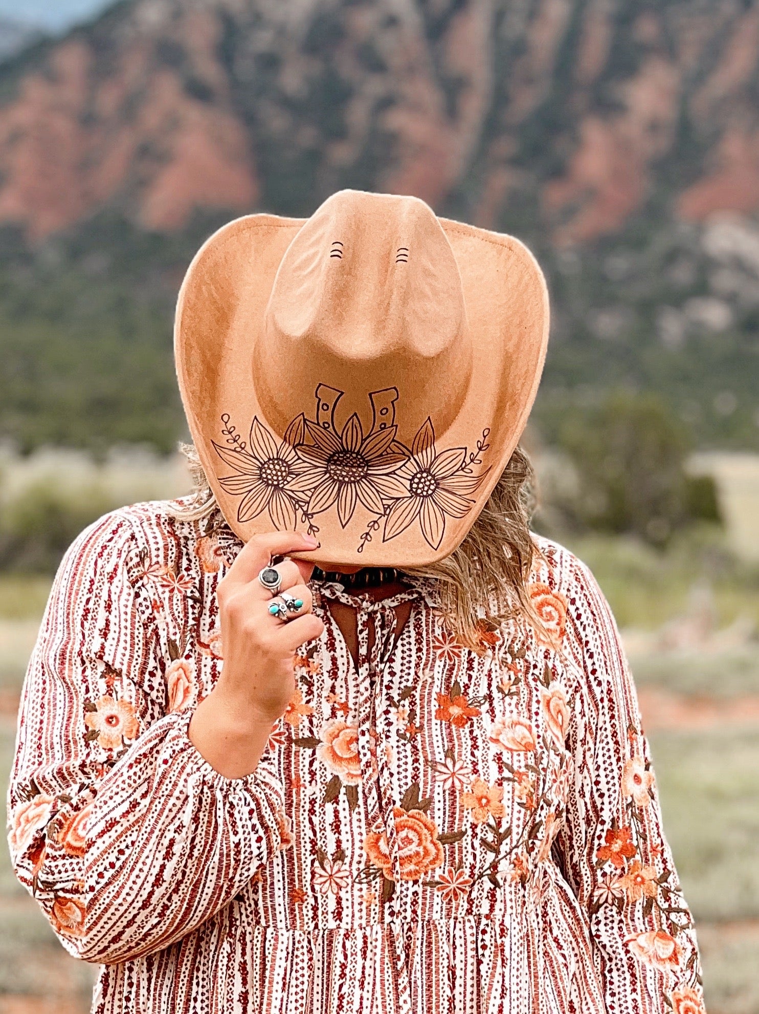 Wranglin’ Rebel Hand Burned Cowgirl Hat