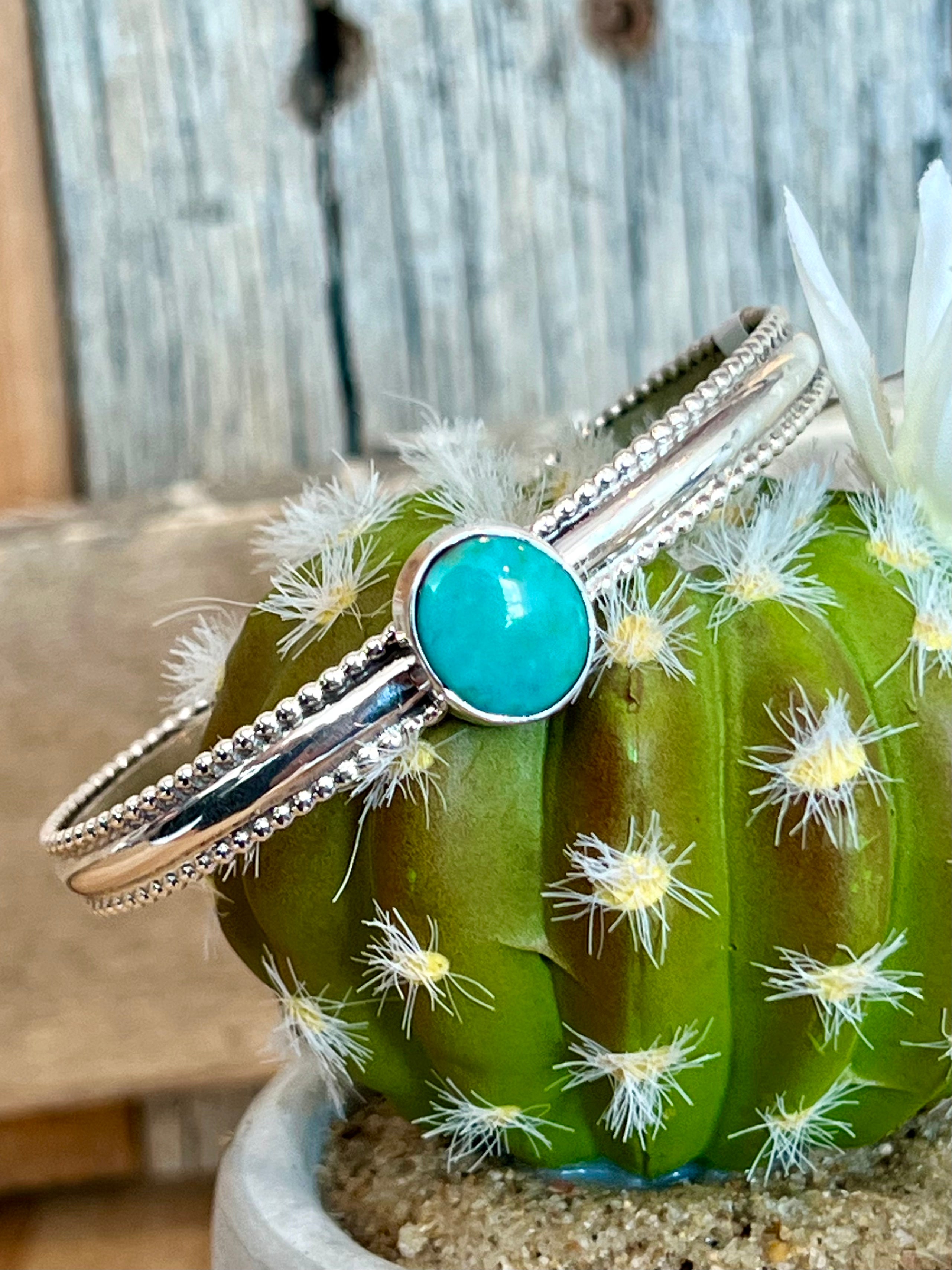 Beaded Turquoise Sterling Silver Cuff