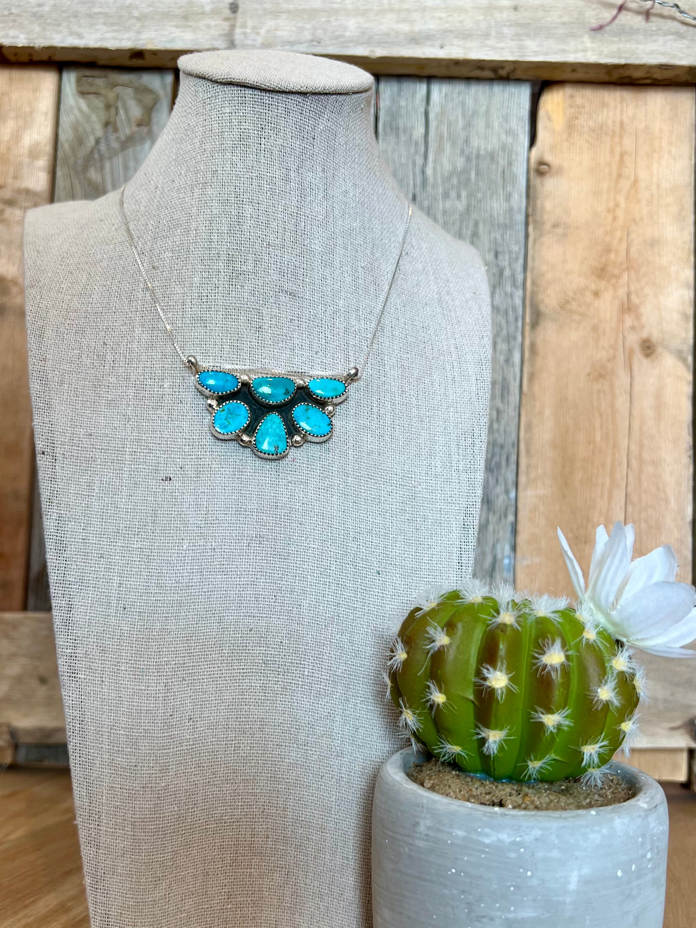 Semi Bloom Turquoise Sterling Silver Necklace
