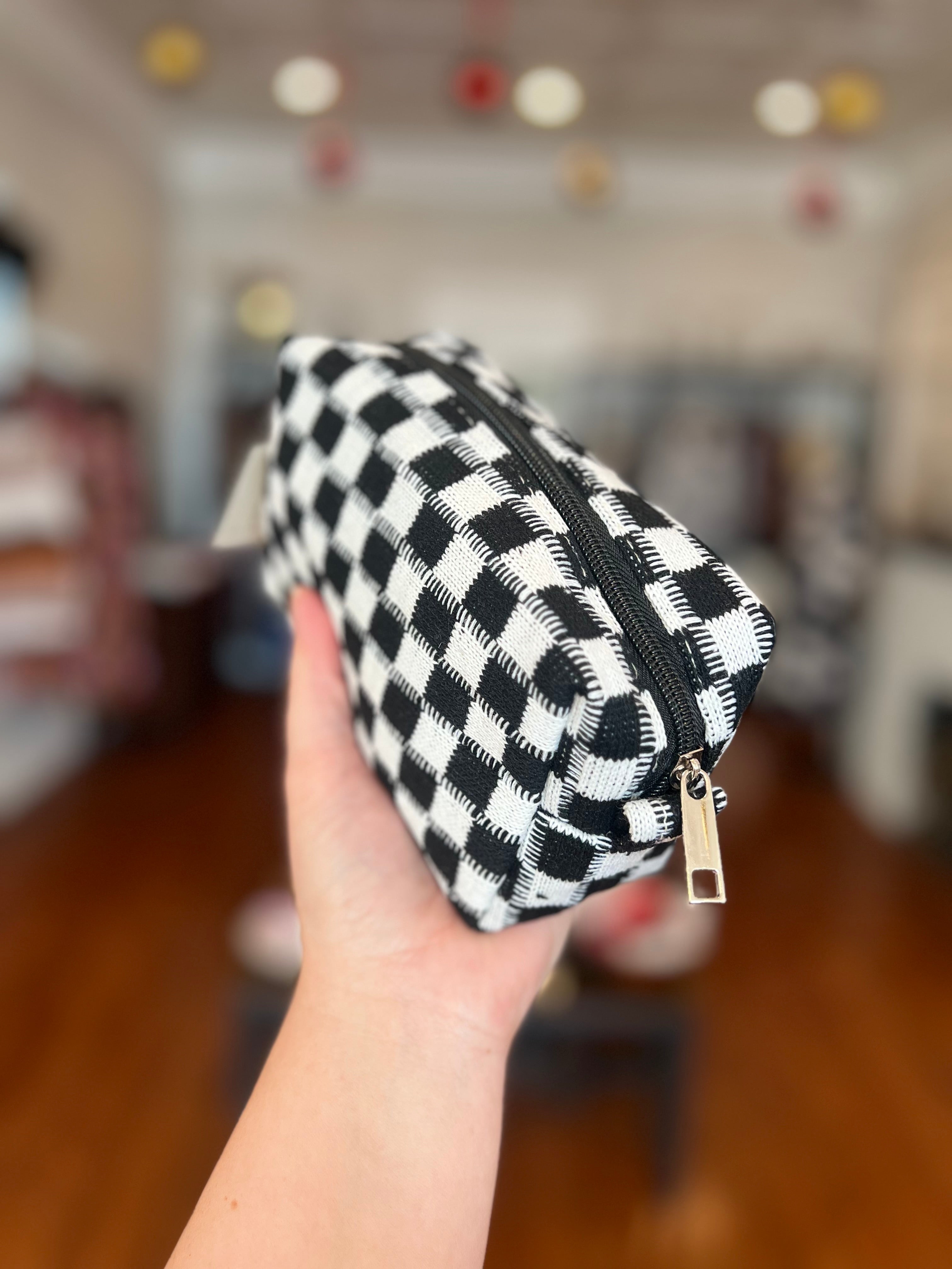 Checkered Makeup Bag