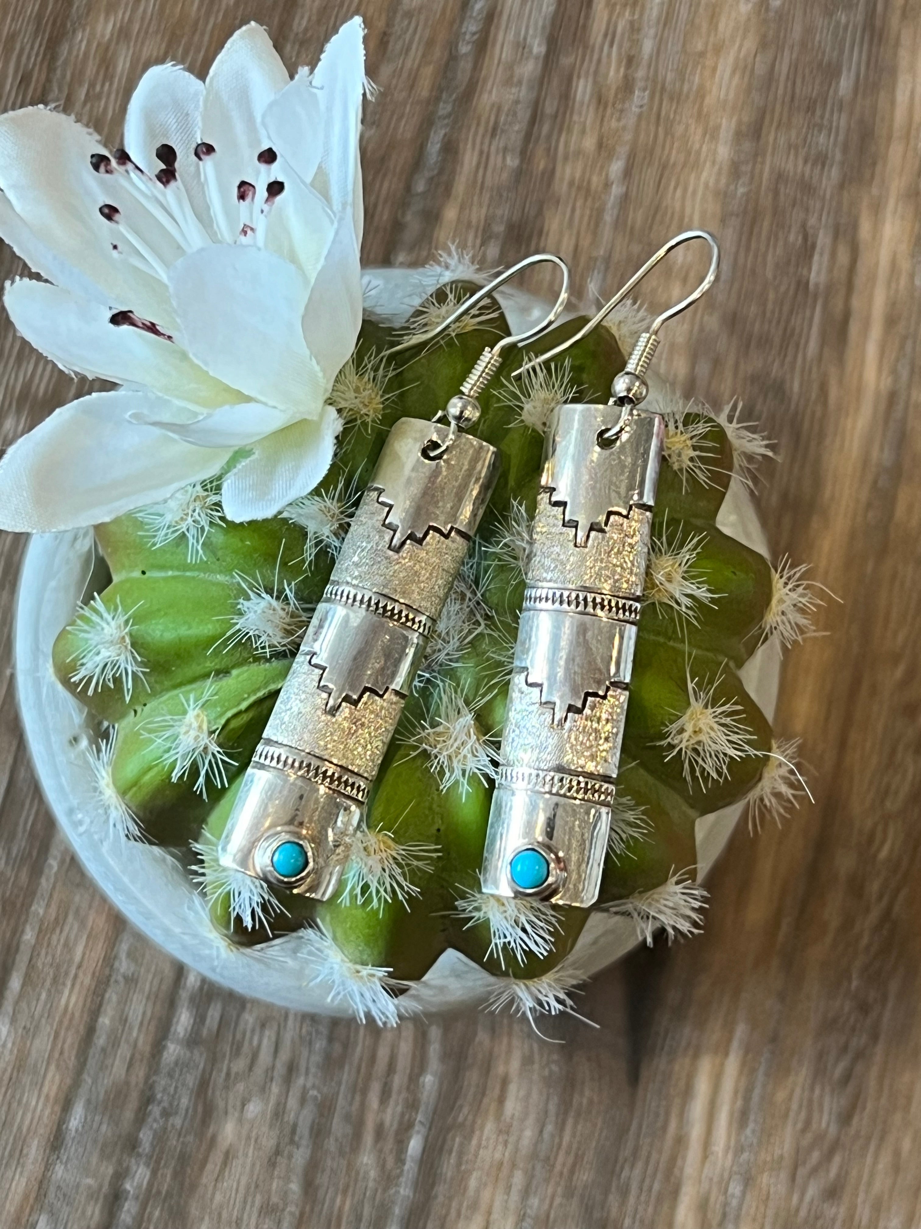 Turquoise Dangle Sterling Silver Earrings