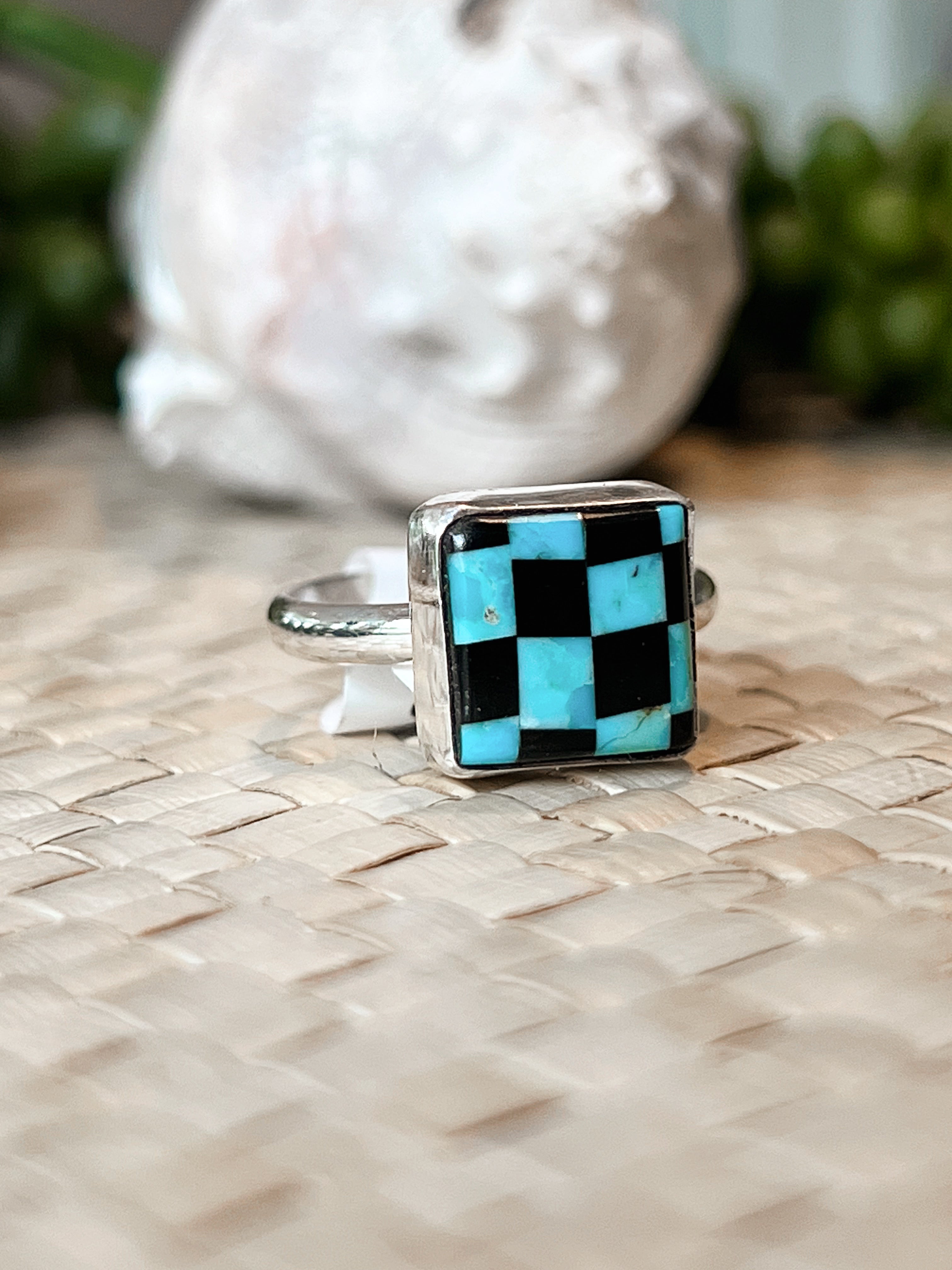Gemora Turquoise & Onyx Sterling Silver Ring