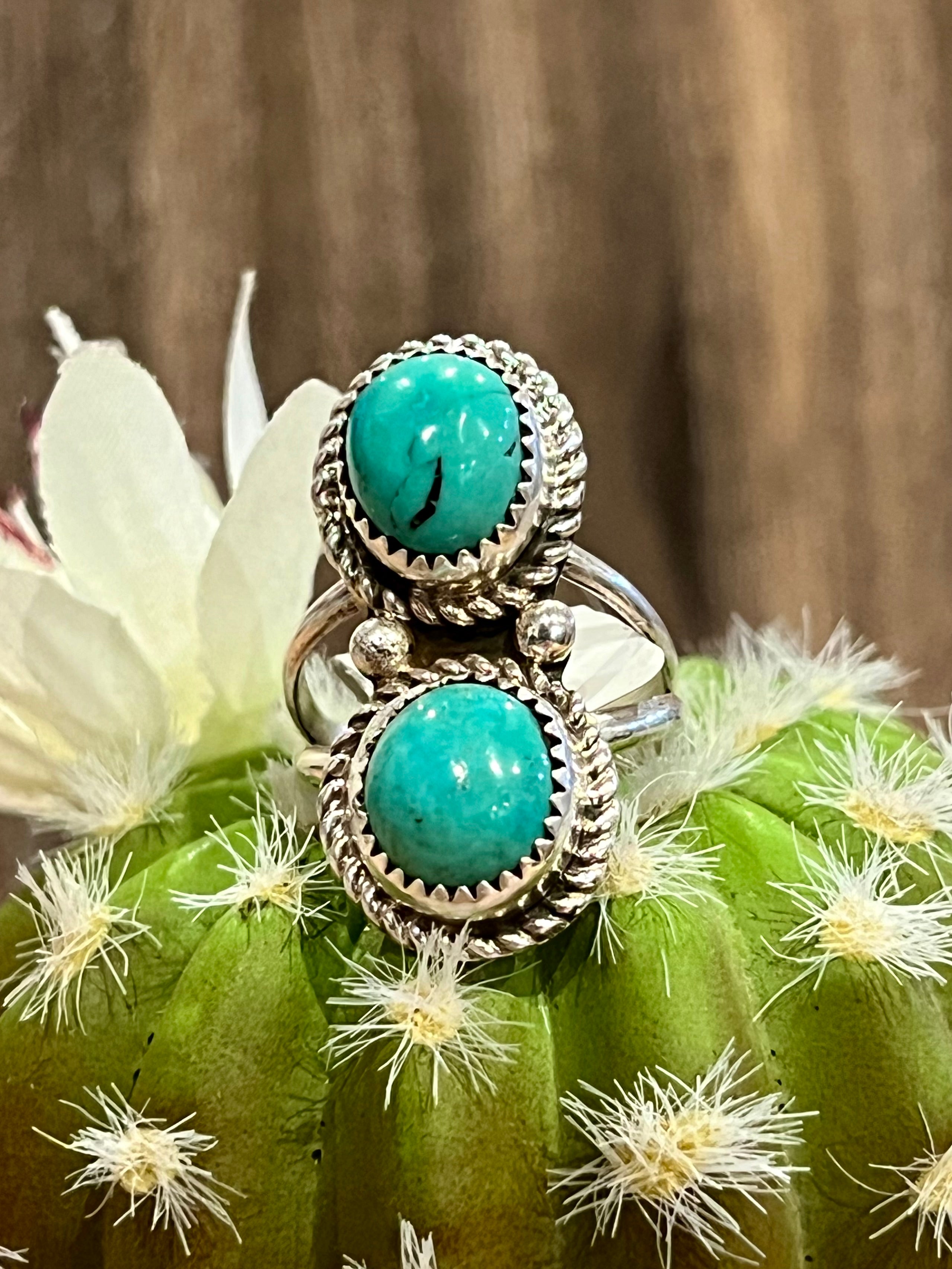 Twin Turquoise Sterling Silver Ring