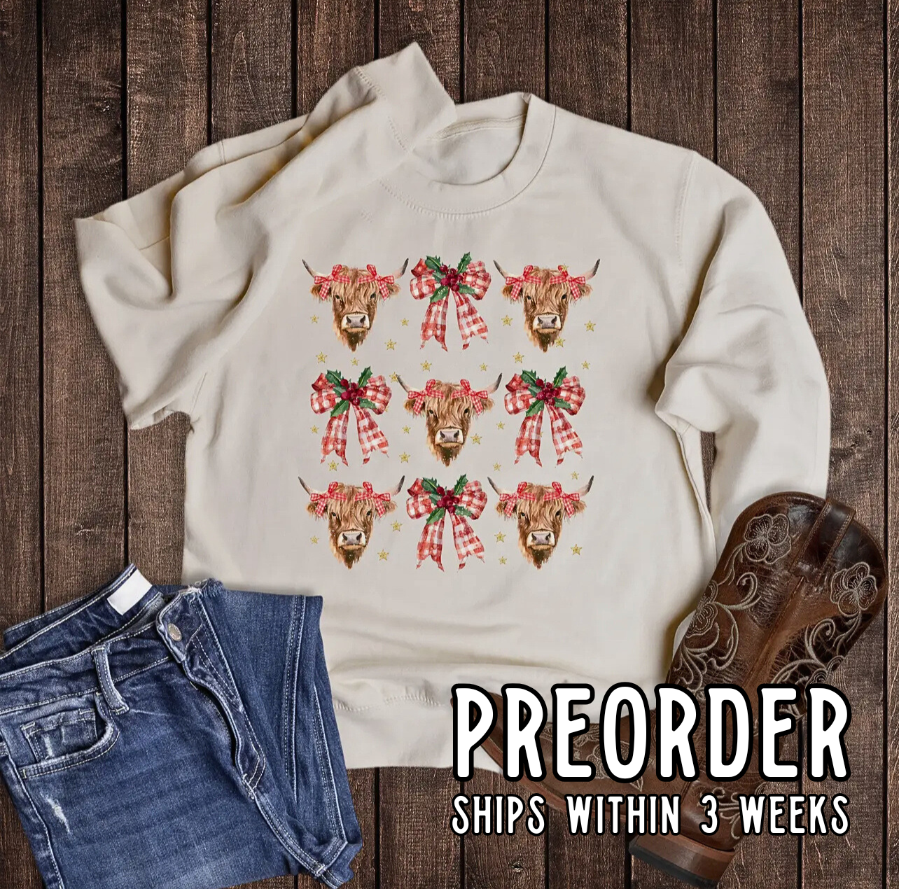 *Preorder* Jolly Holiday Highland Cows Graphic Sweatshirt
