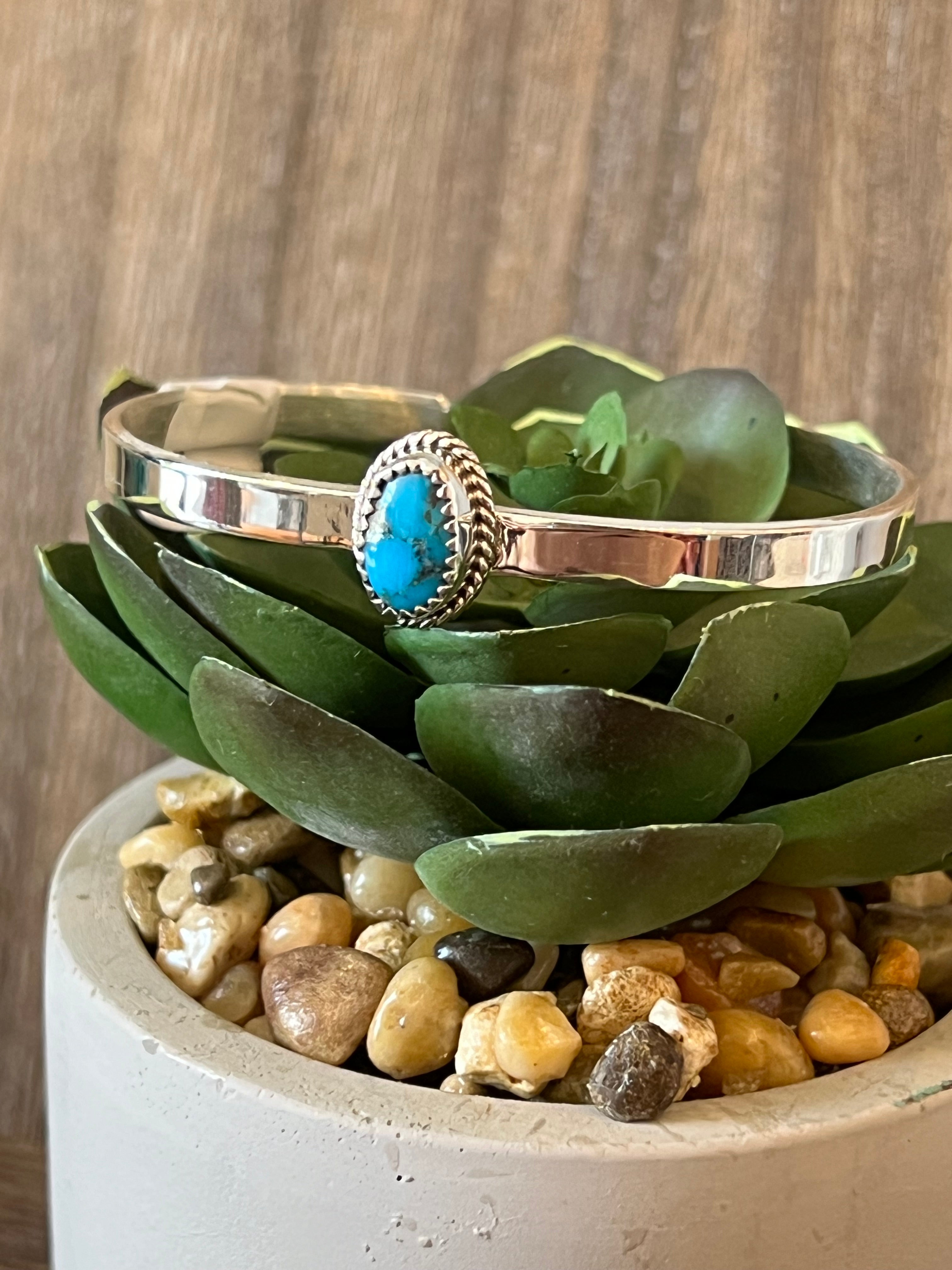 Modern Turquoise Sterling Silver Cuff