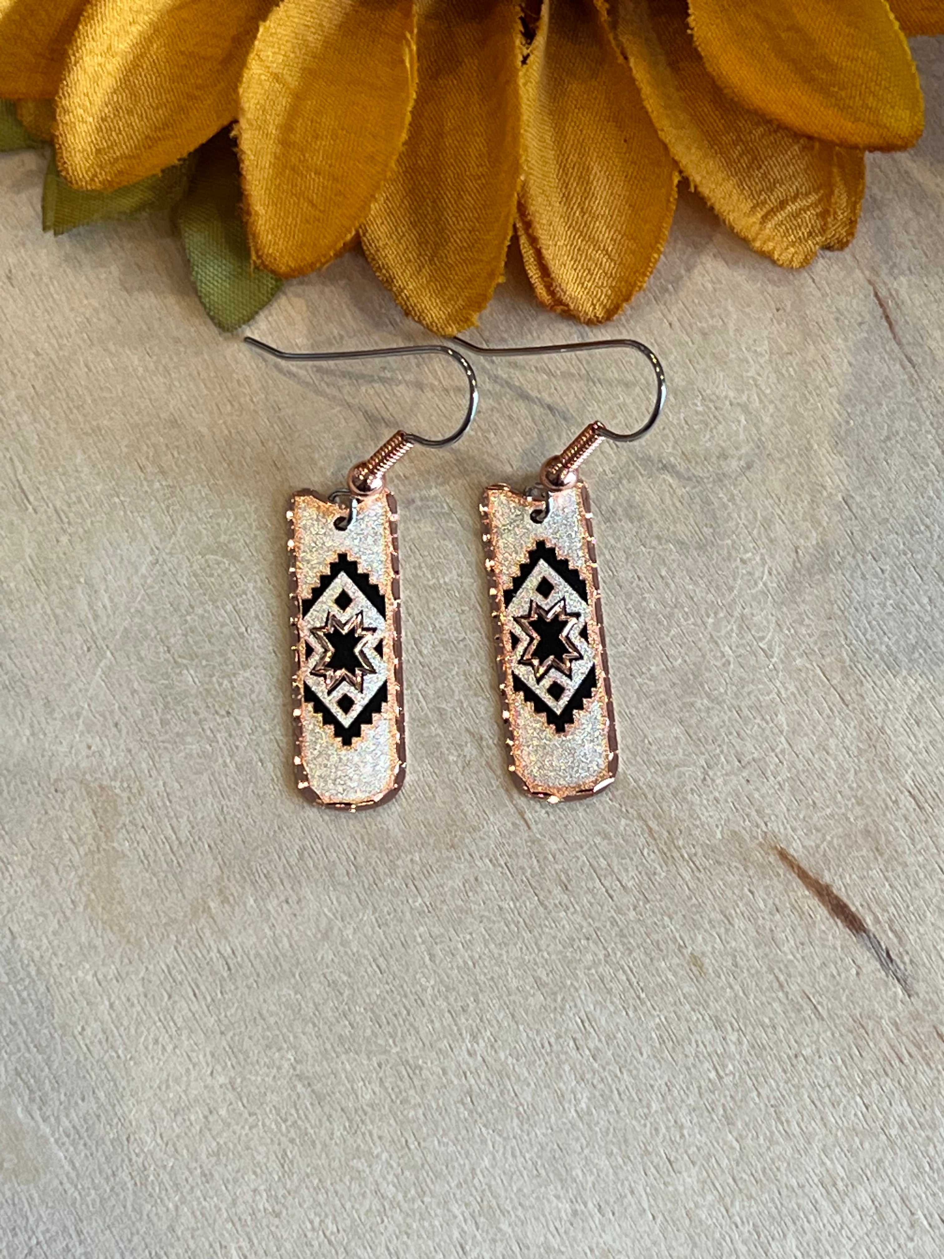 White Hot Aztec Copper Earrings