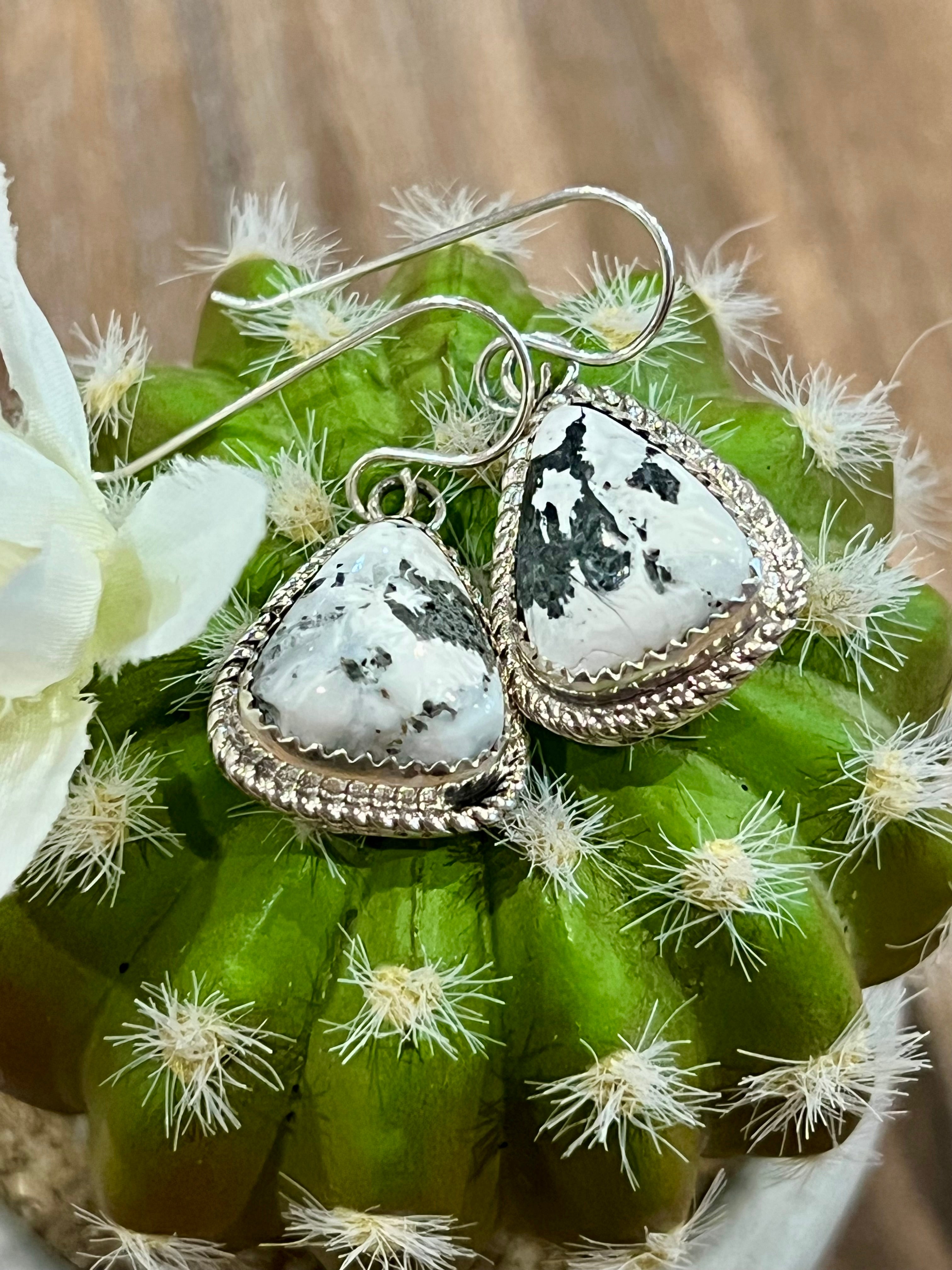 Whimsical White Buffalo Sterling Silver Earrings