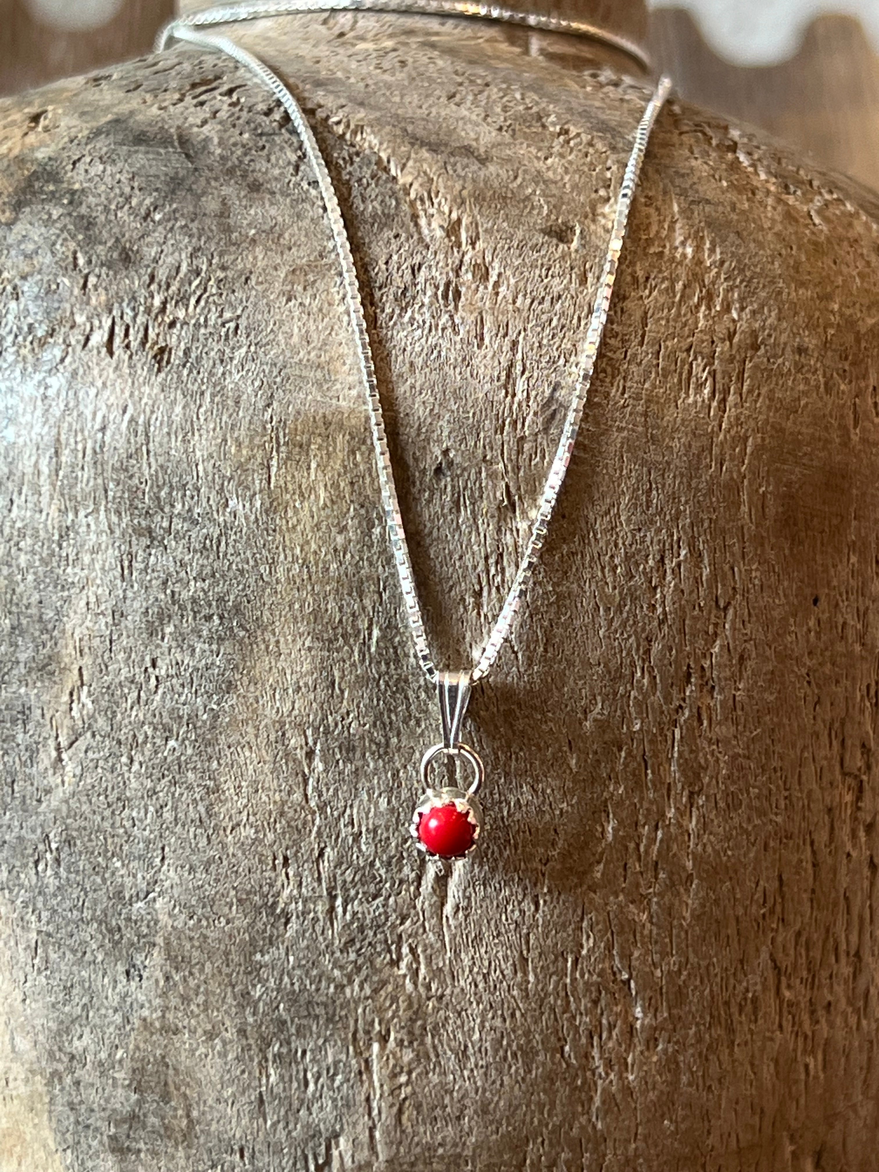 Speck of Coral Sterling Silver Necklace