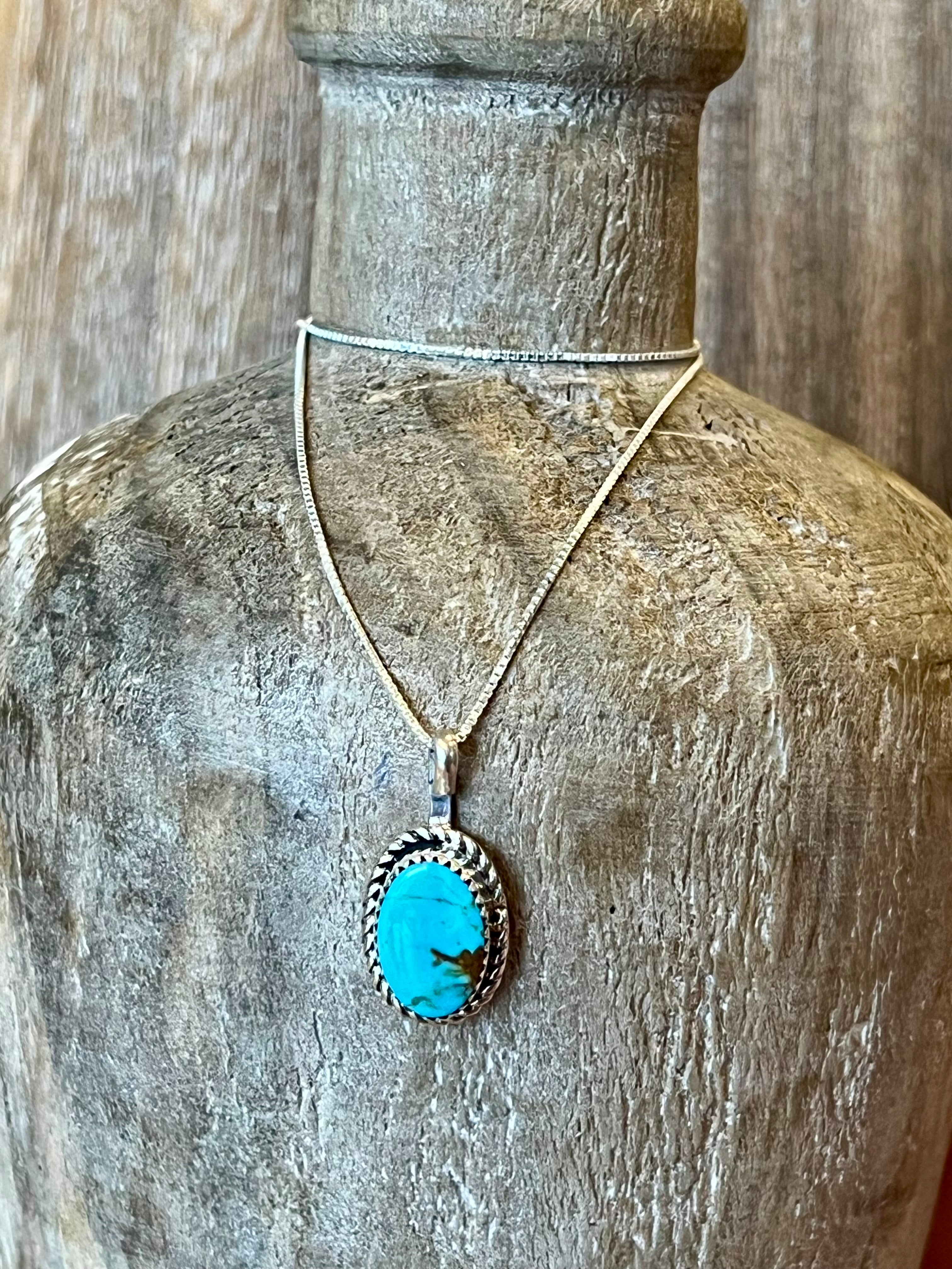 Oval Turquoise Sterling Silver Necklace