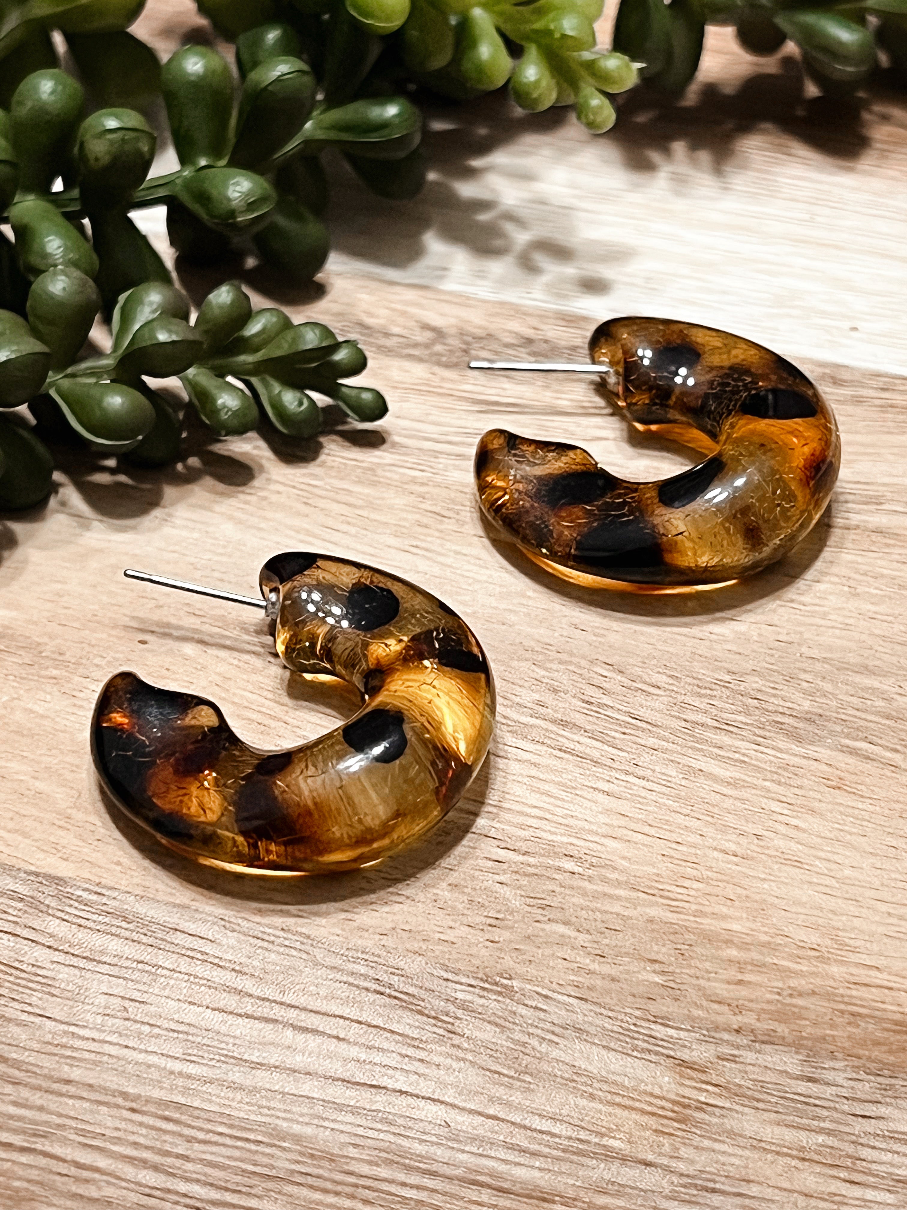 Tortoise Hoop Earrings