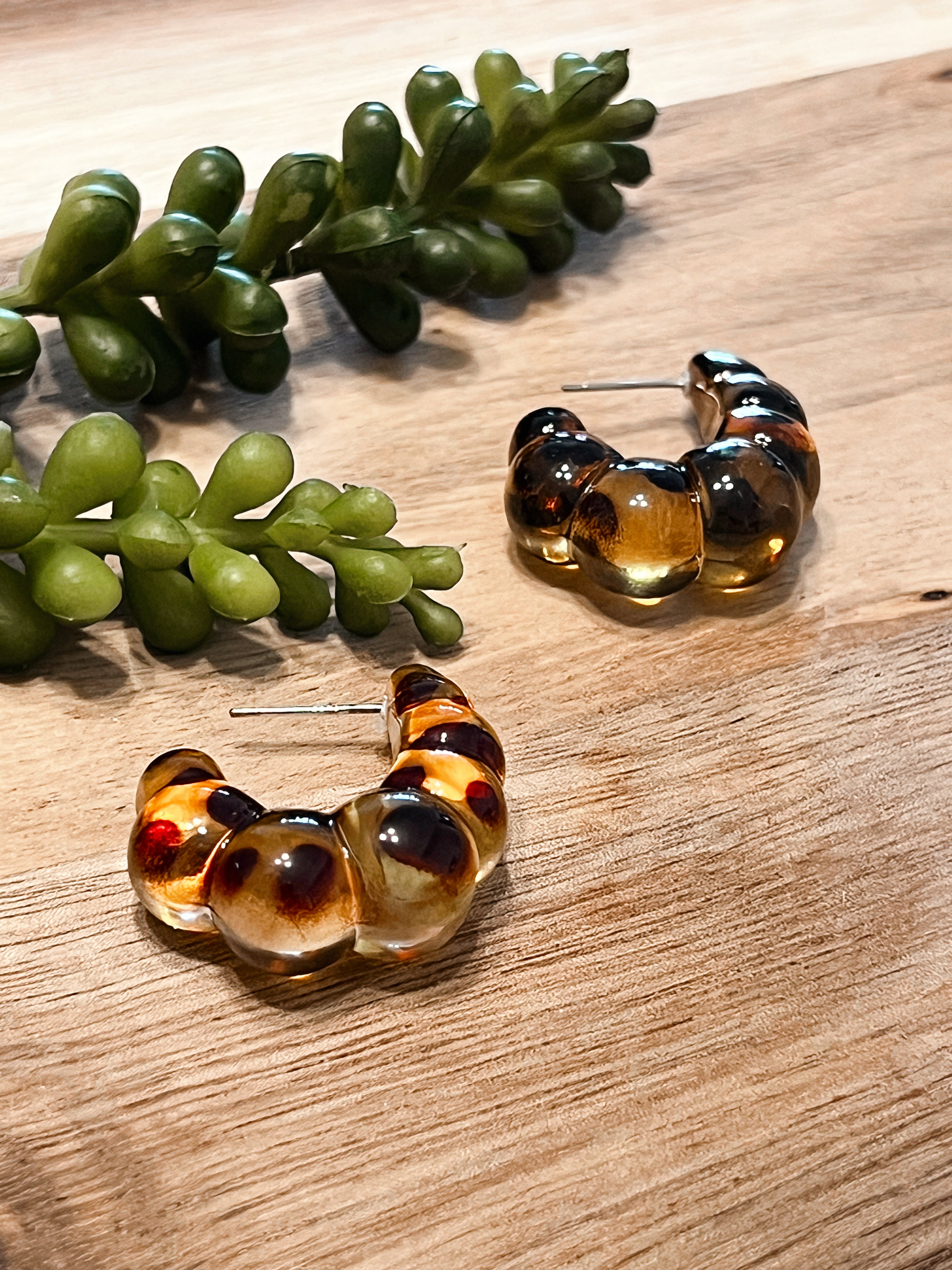 Bubbly Tortoise Resin Earrings