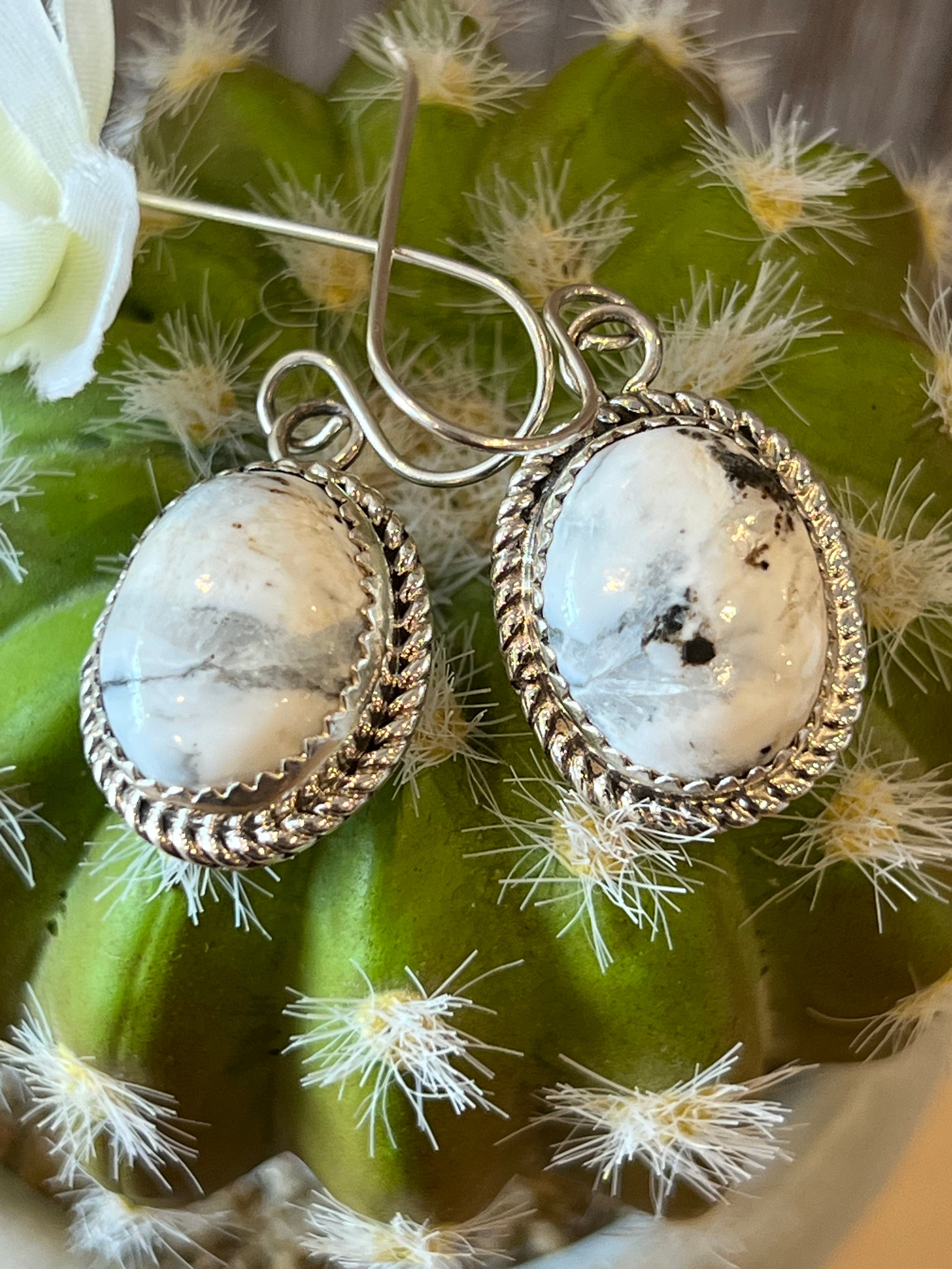 White Buffalo Beauty Sterling Silver Earrings