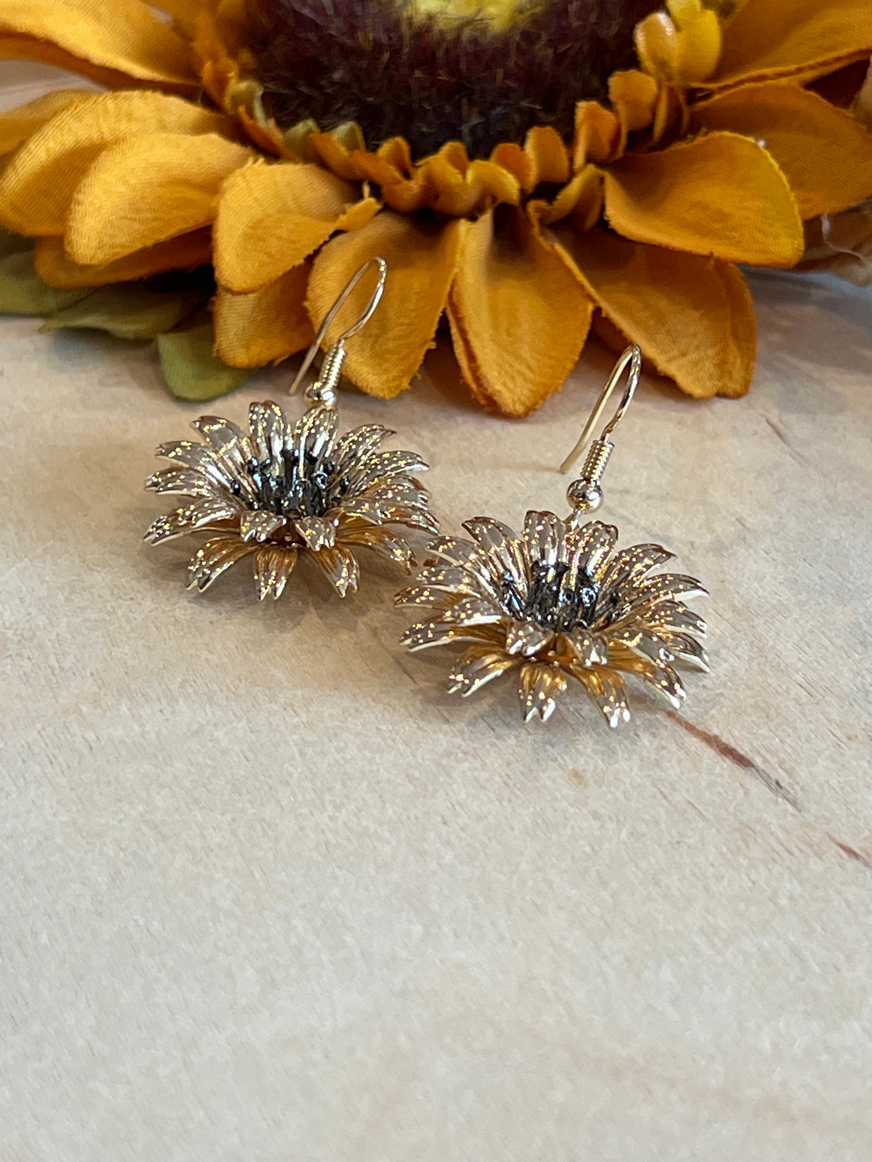 Sunflower Copper Earrings