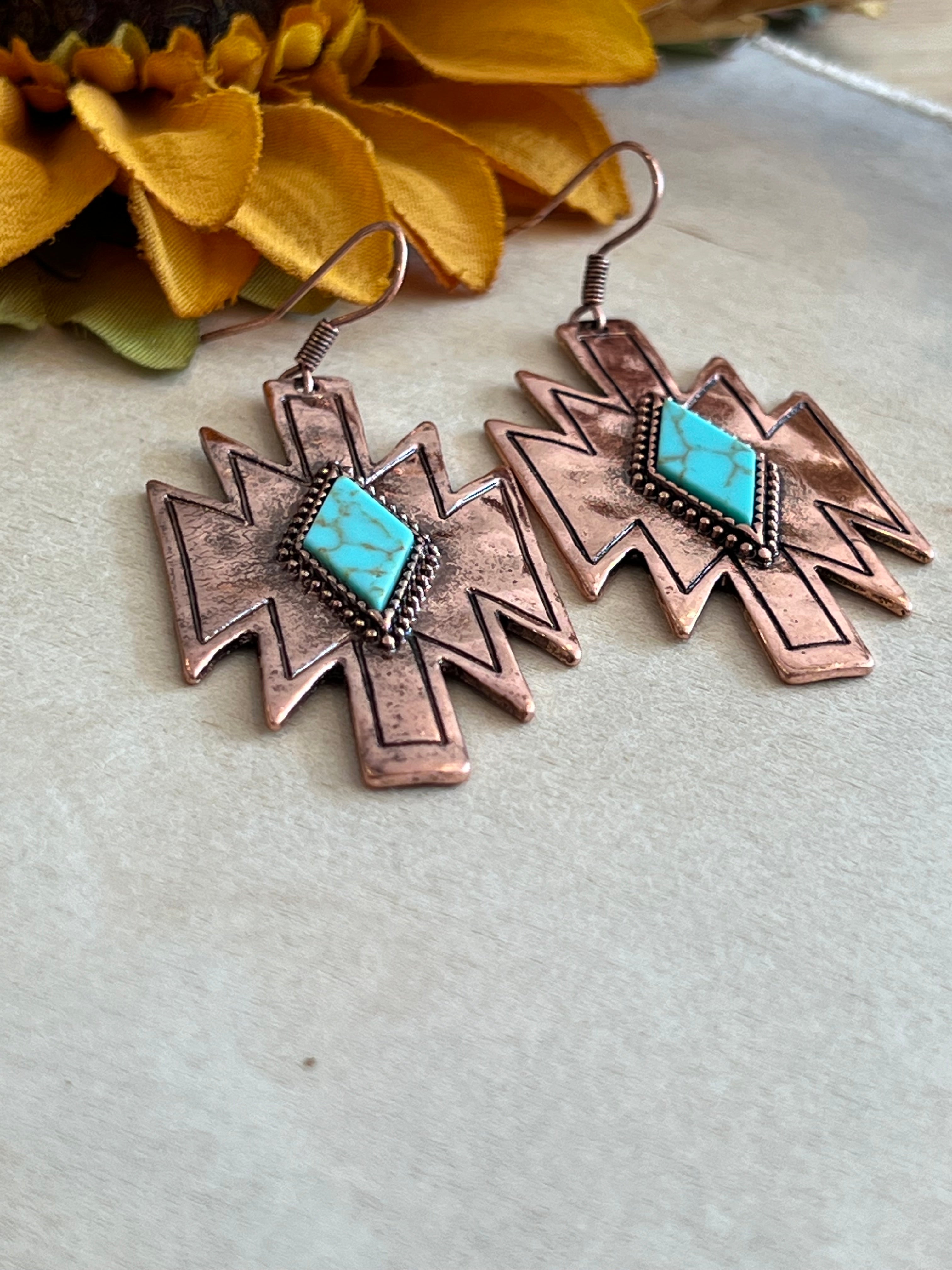 Copper Diamonds Earrings